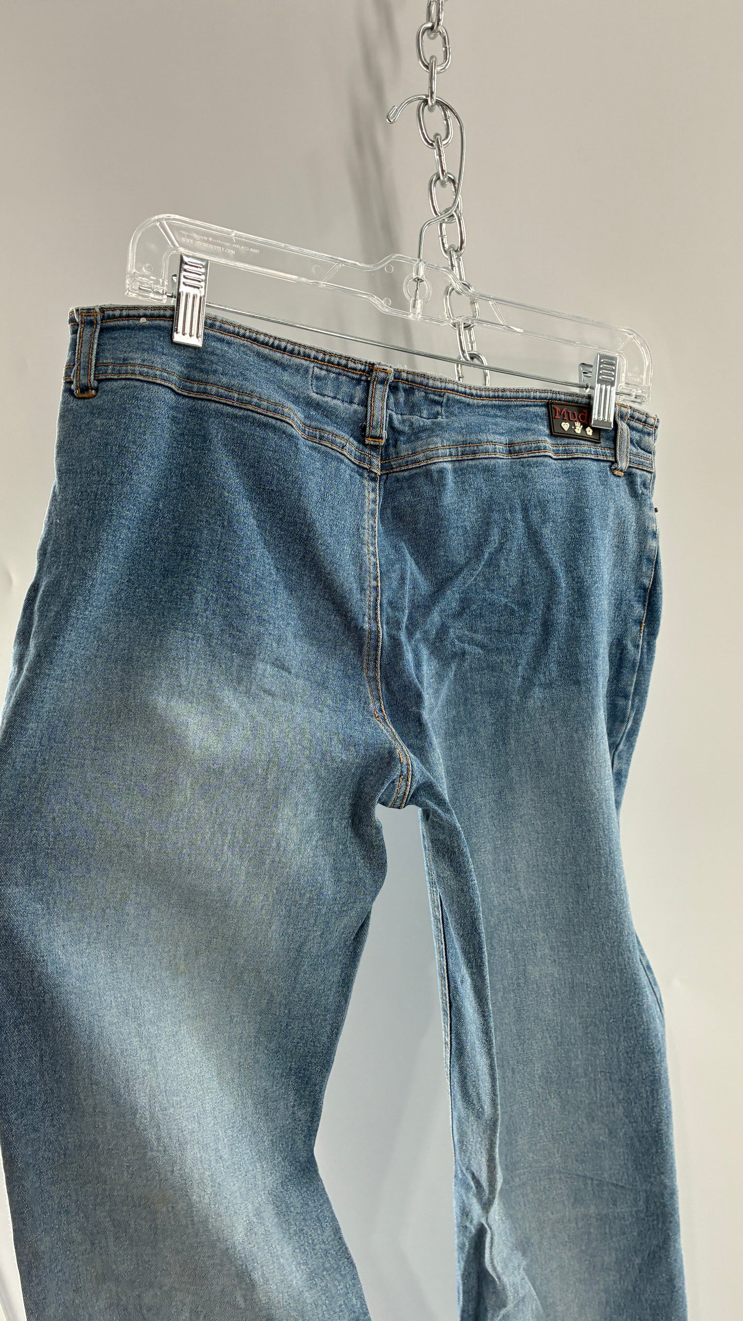 Vintage MUDD Light Wash, Low Rise Jeans with Grommet Waistband and Embroidered Florals (11)
