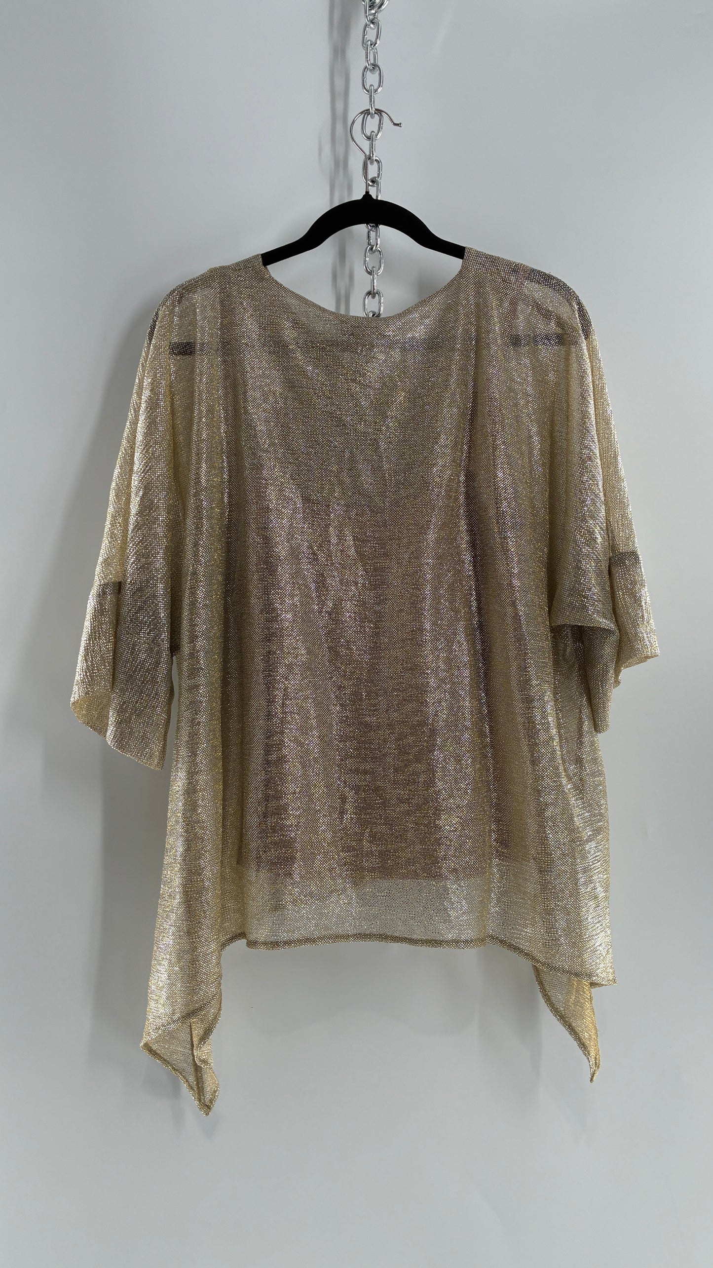 DASH & DOT Gold and Silver Metallic Shimmer Boxy Top with Tags Attached (Medium)