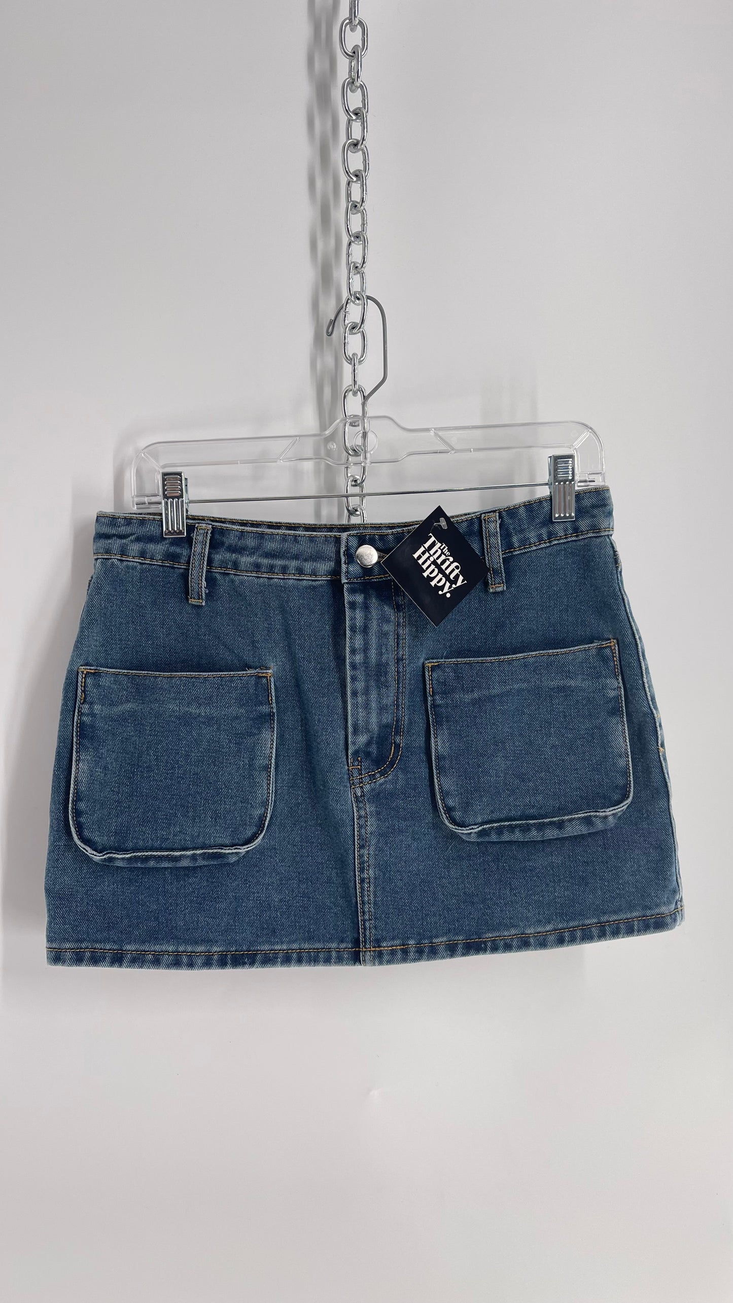 Pretty Little Thing Denim Mini Skirt with Pockets (6)