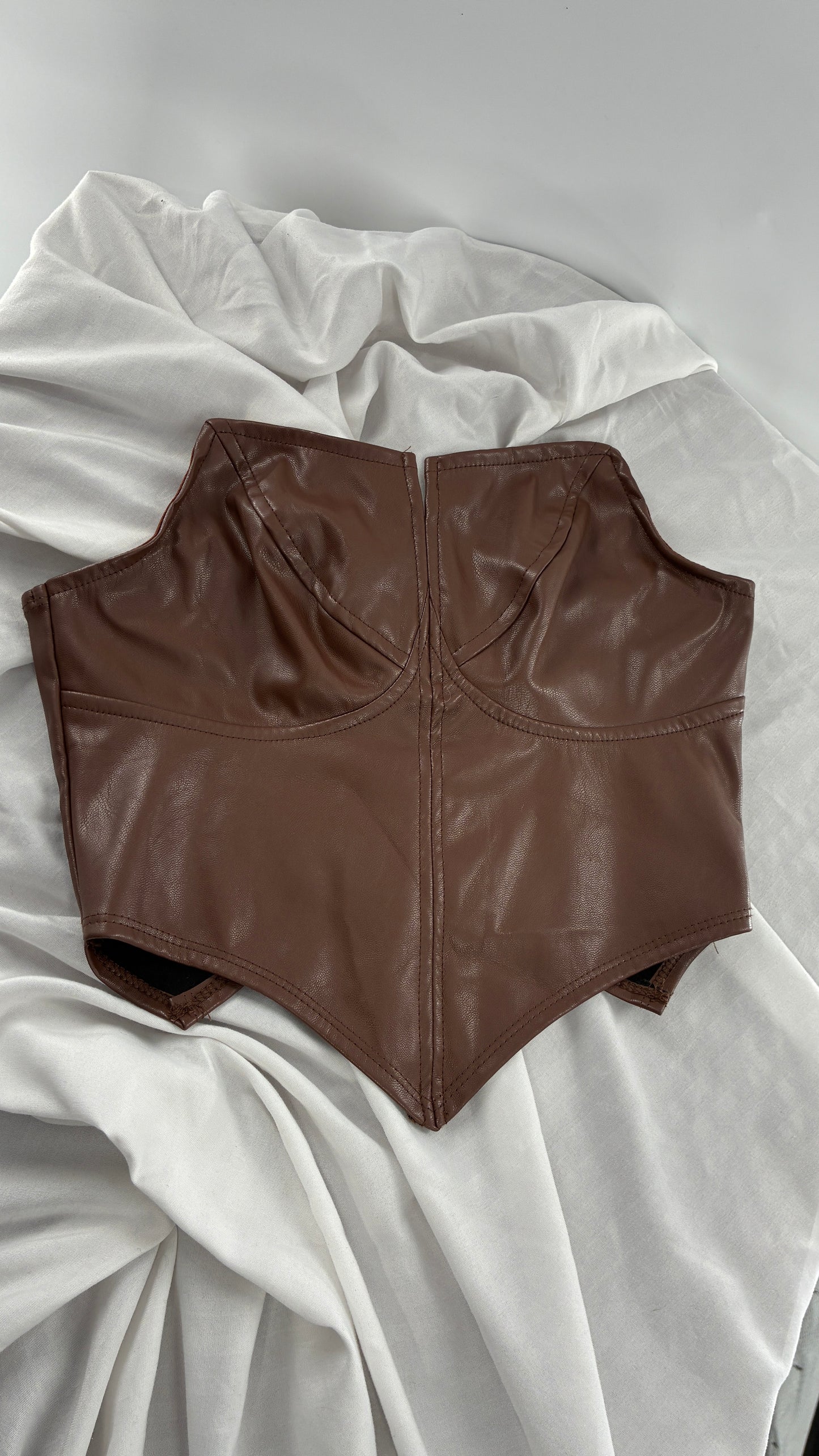 Vegan Leather Brown Pointed Corset (XS/2)