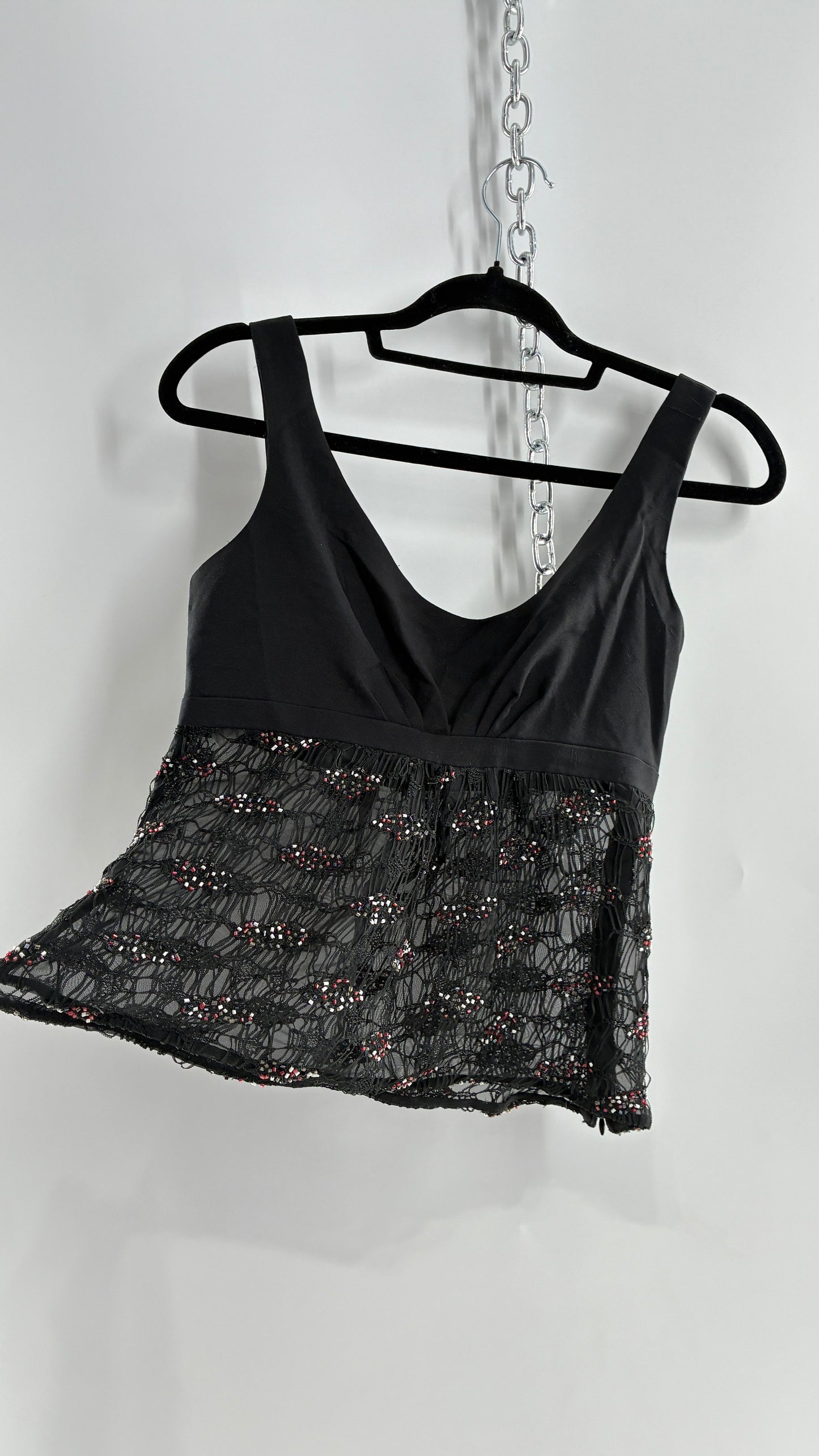 Vintage MULTI by Bree Linen Bust, Webbed Mesh Bodice Sleeveless with Beaded Details (4)