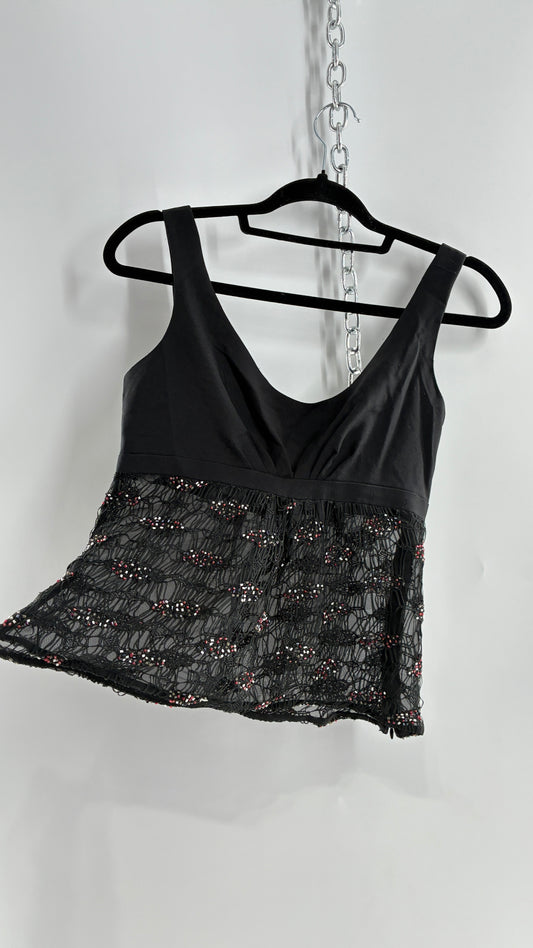 Vintage MULTI by Bree Linen Bust, Webbed Mesh Bodice Sleeveless with Beaded Details (4)
