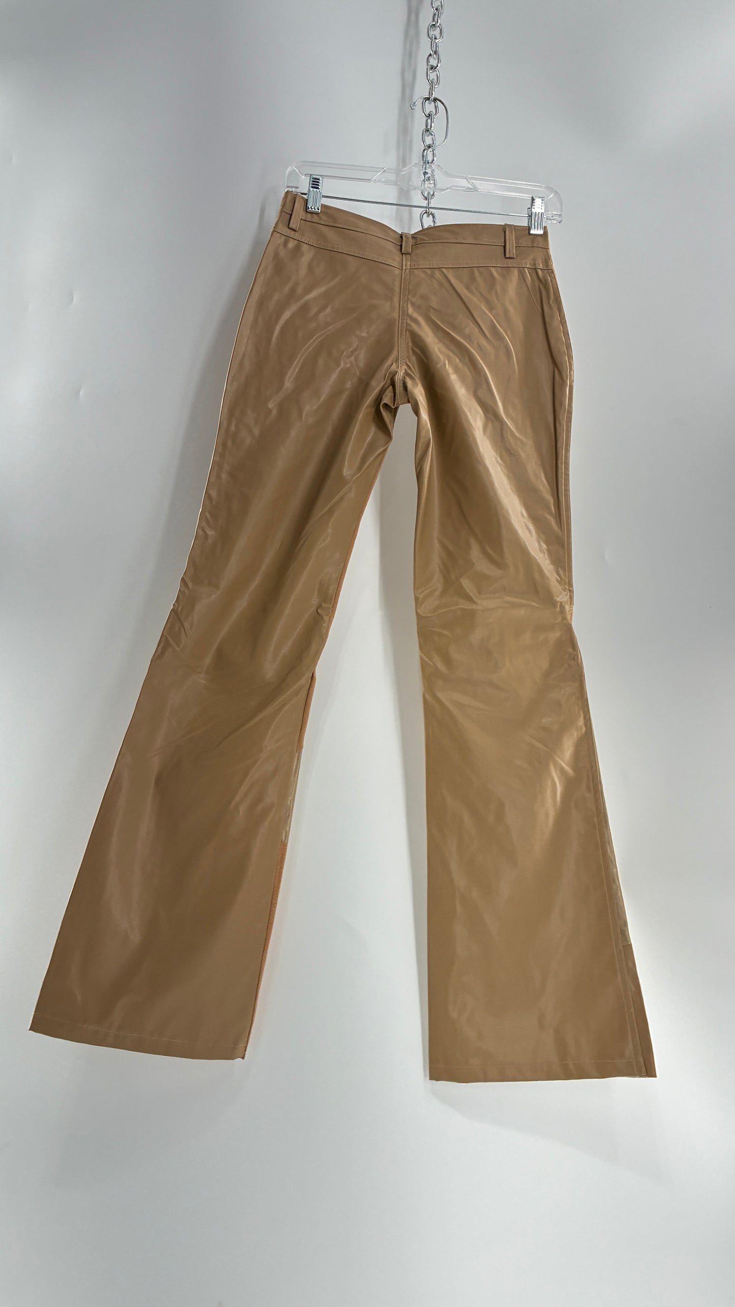 Vintage OUTER EDGE Patchwork Vegan Leather Kickflares with Tie Up Waistline (5)