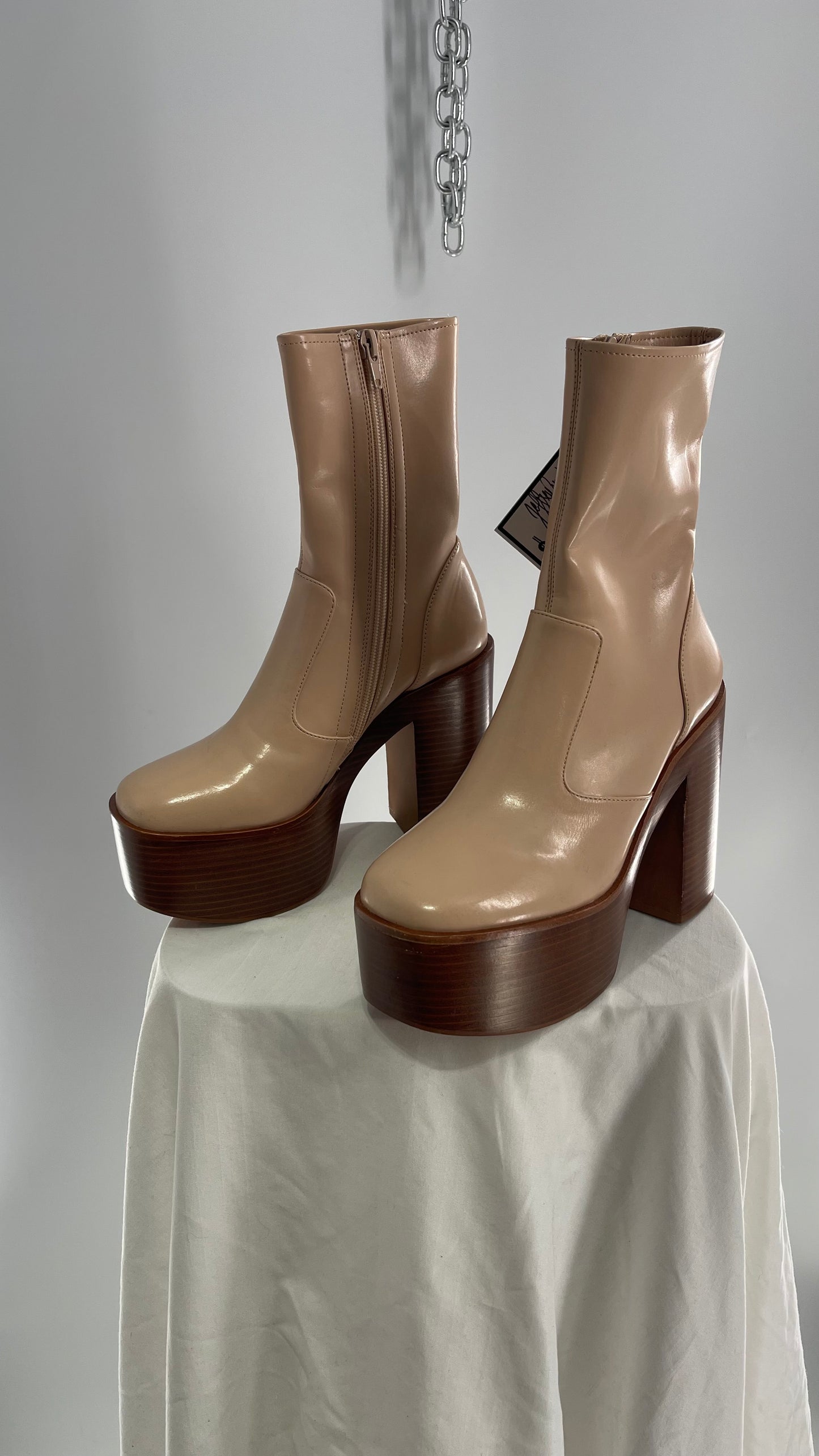 Jeffrey Campbell Mexique Beige Boot with Platform And Chunky Wooden Heel (6)