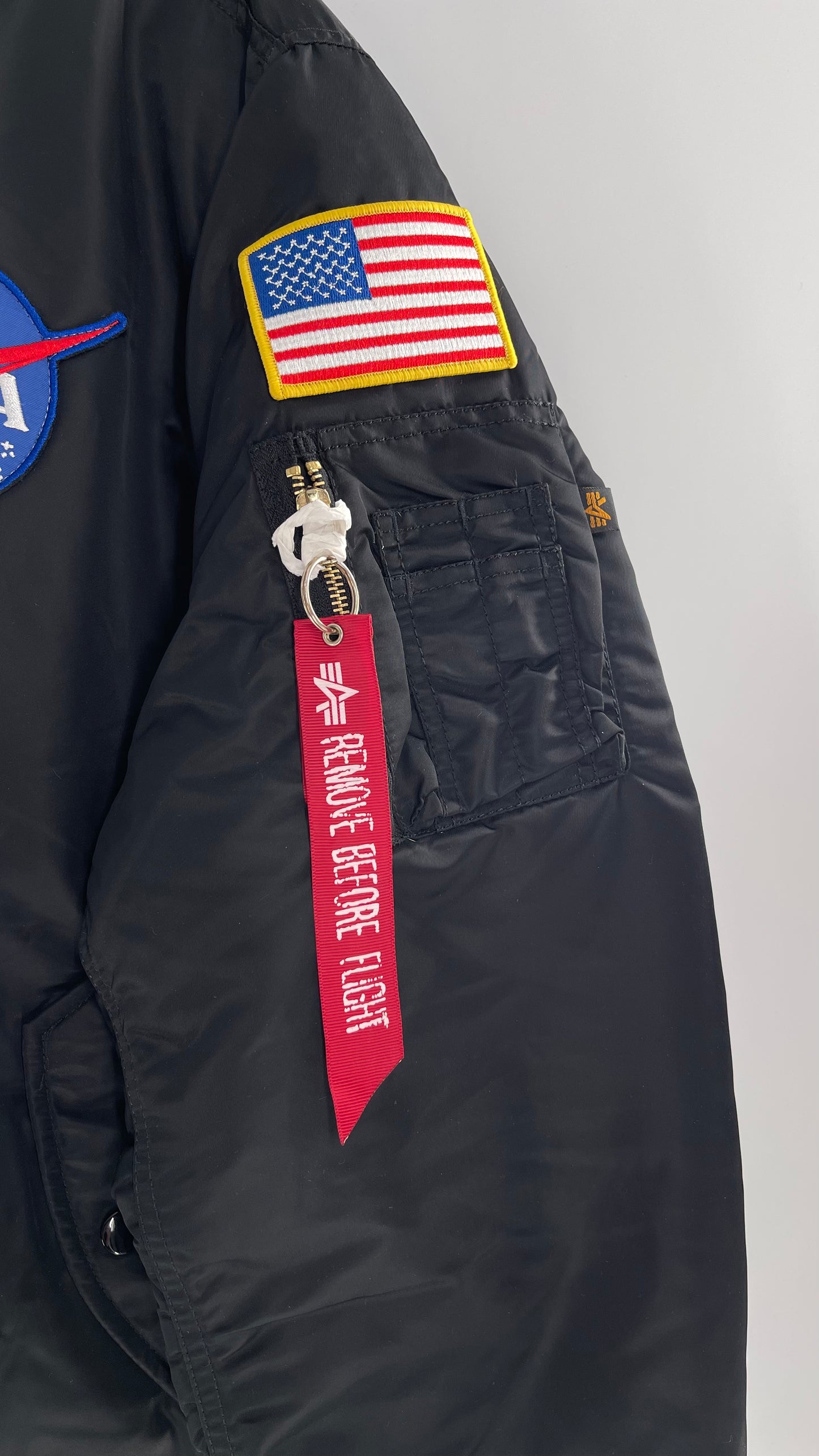 NASA Black Bomber Jacket with Tons of Patches Never Worn with Tags (XXL)