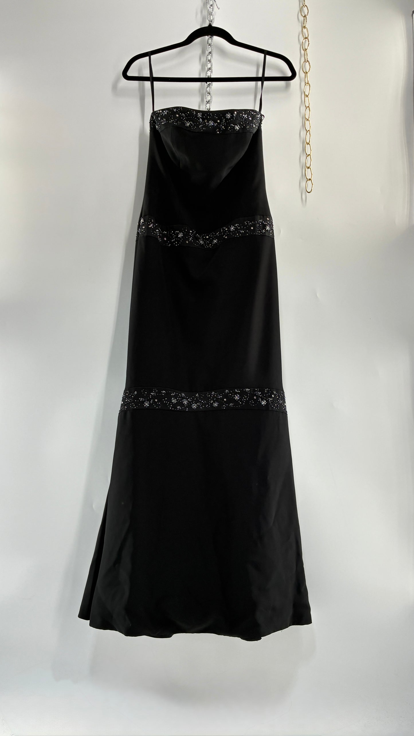 Vintage HAUTE COUTURE OBSESSIONS Black Beaded Maxi Dress (8)