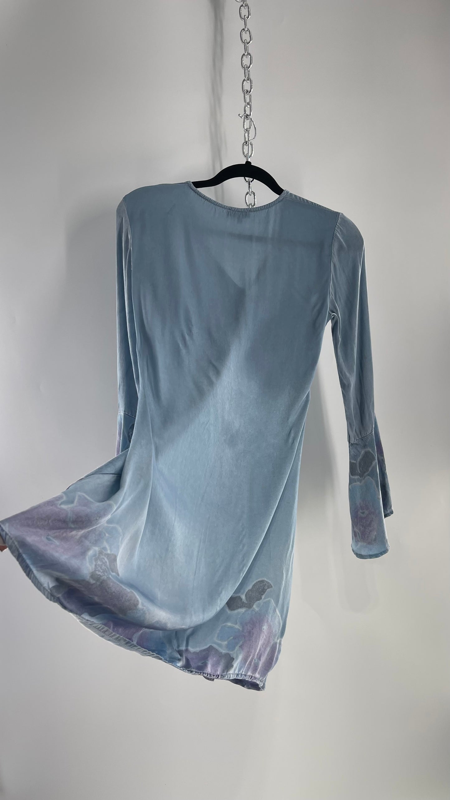 Rays for Days Powder Blue Silky Bell Sleeve Dress (XS)