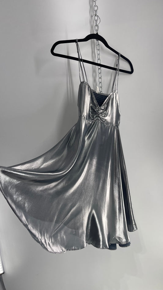 Intimately Free People Liquid Metal Silver Backless Dress (XS)