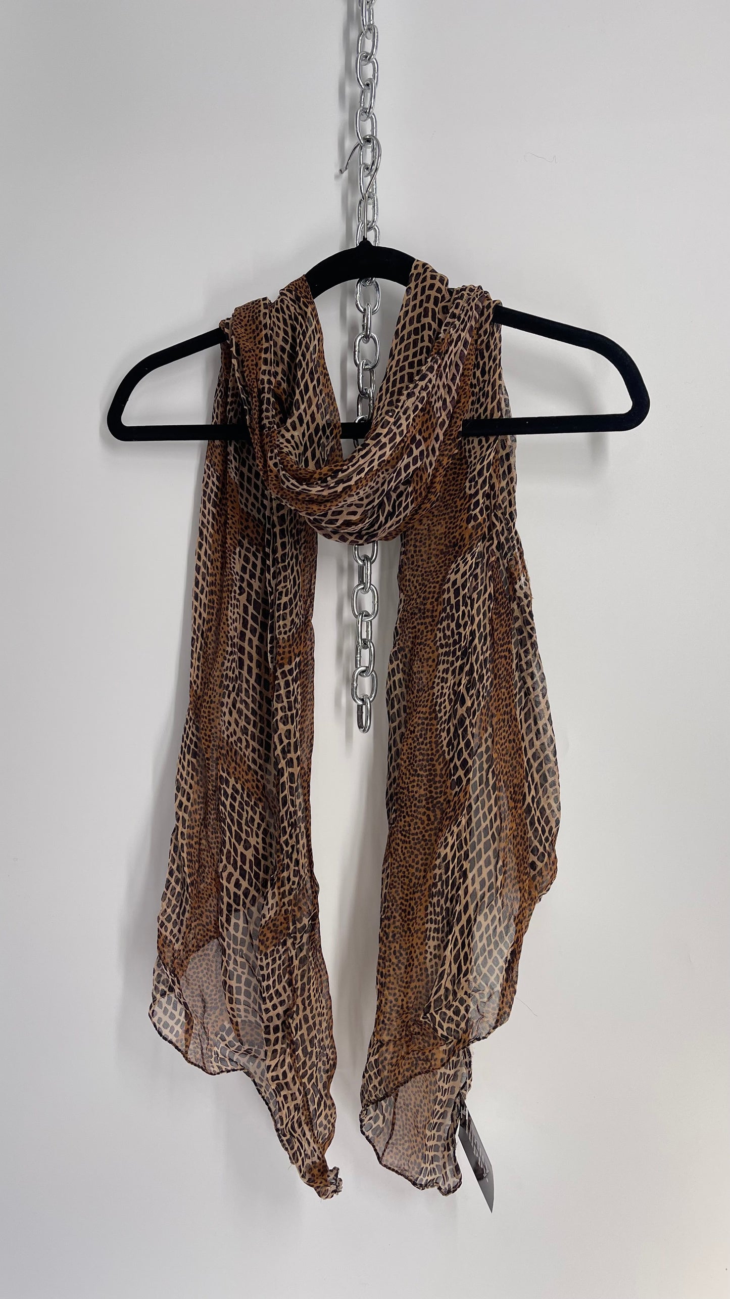 Vintage Cheetah Brown Printed Scarf