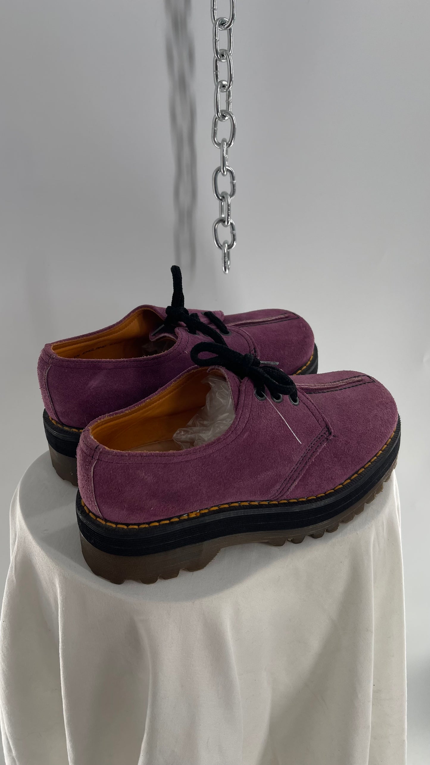 SUPER RARE Vintage Dr. Martens Platform Purple/Mauve Suede Leather Oxfords (3)