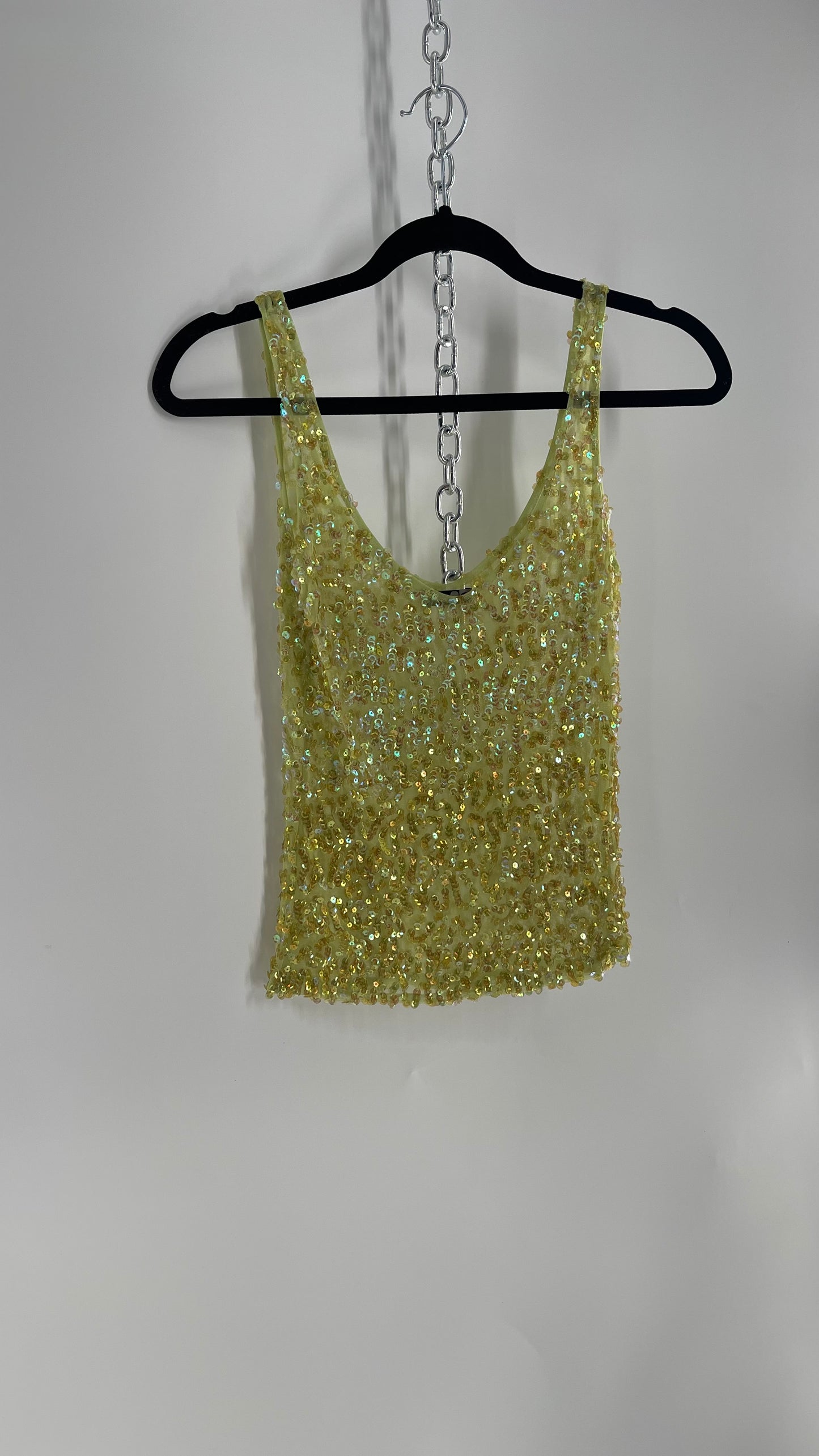 Vintage MEZZO Italy Green Sequin Tank (Medium)