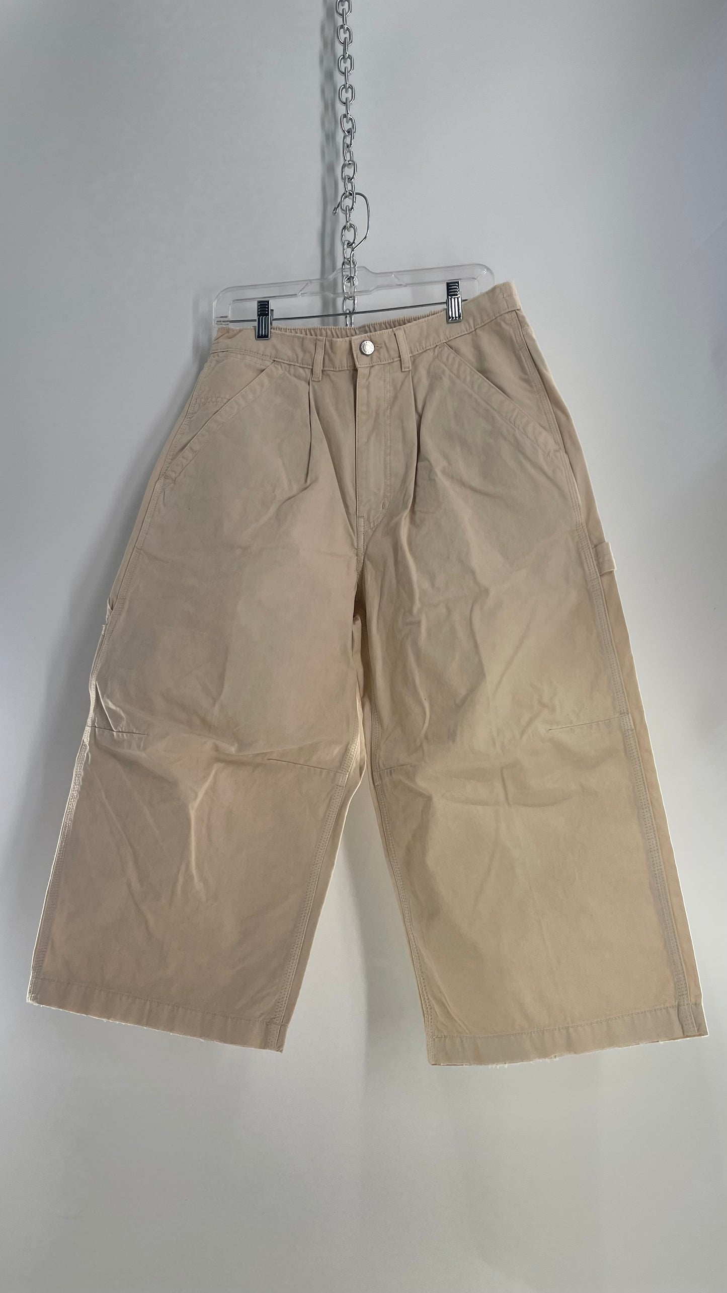 BDG Cropped Beige Baggy Wide Leg Cargos (6)