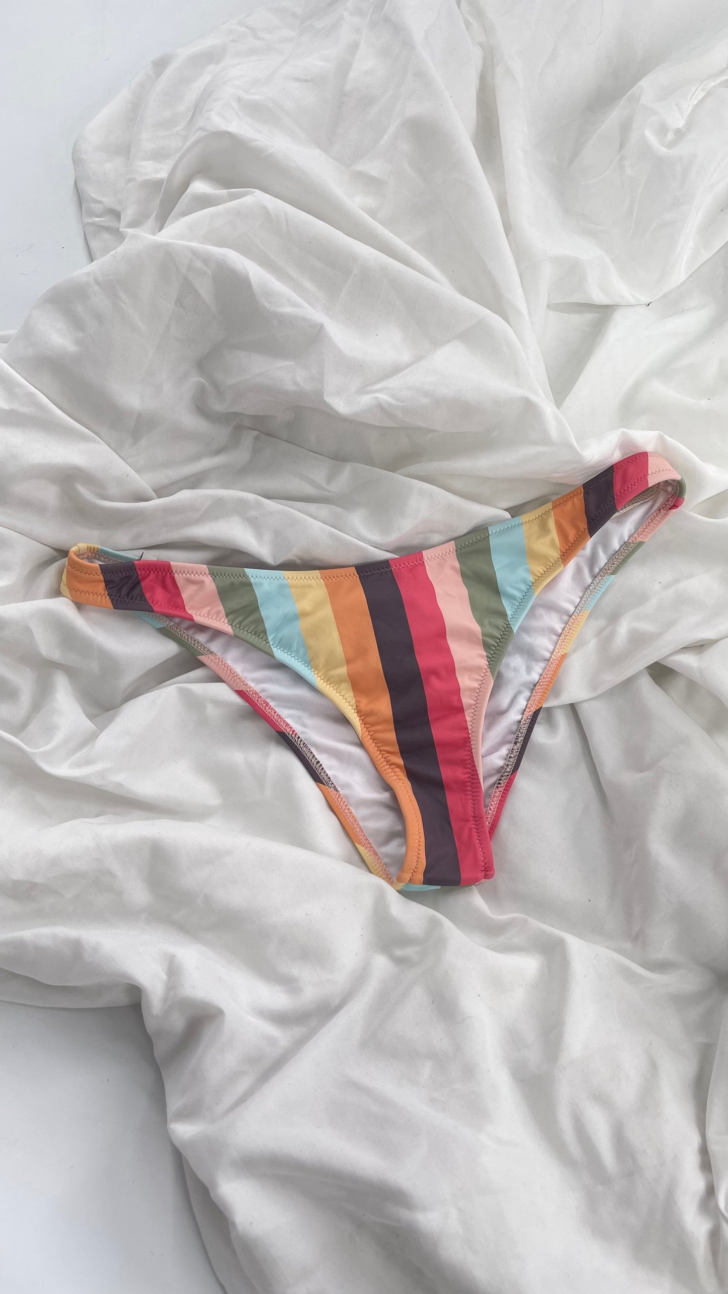 RHYTHM Colorful Striped Cheeky Swim Bottoms (XL)