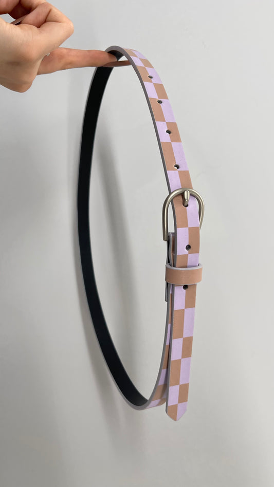 Urban Outfitters Checkered Skinny Belt Purple Brown (Small)