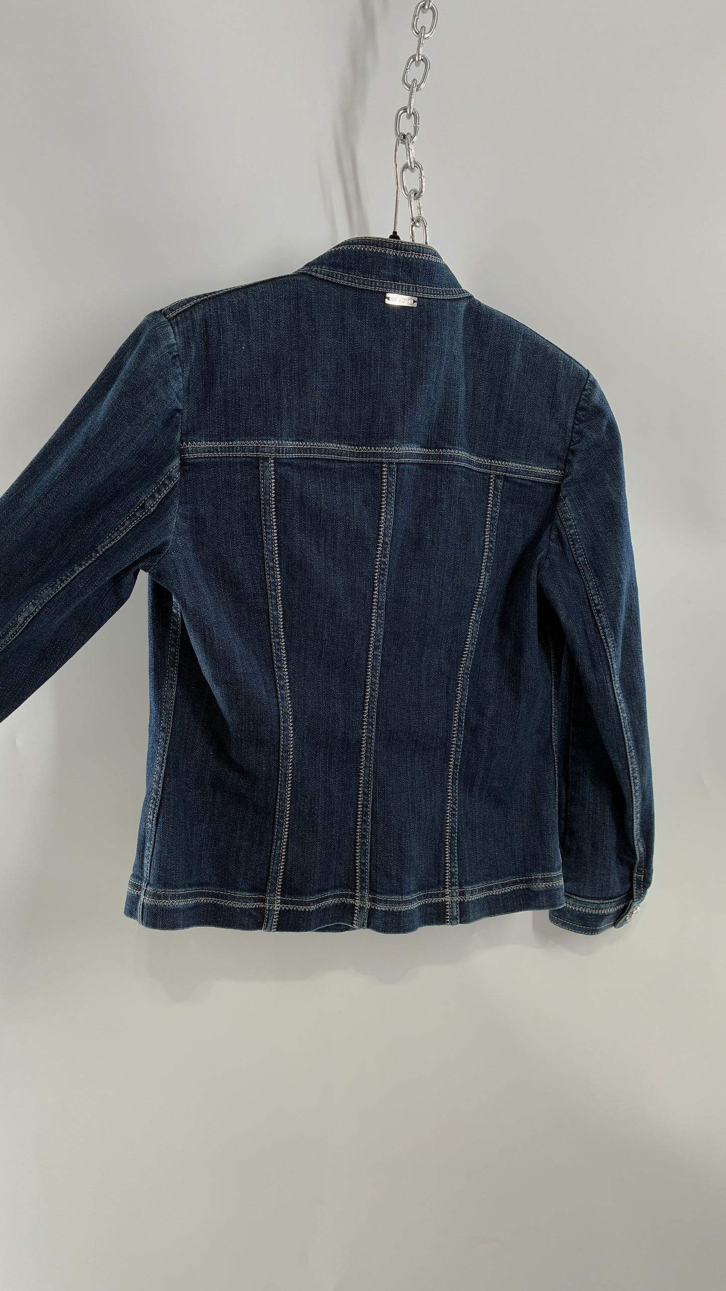 Vintage ST JOHN SPORT Medium Wash Denim Zip Up Jacket (Small)