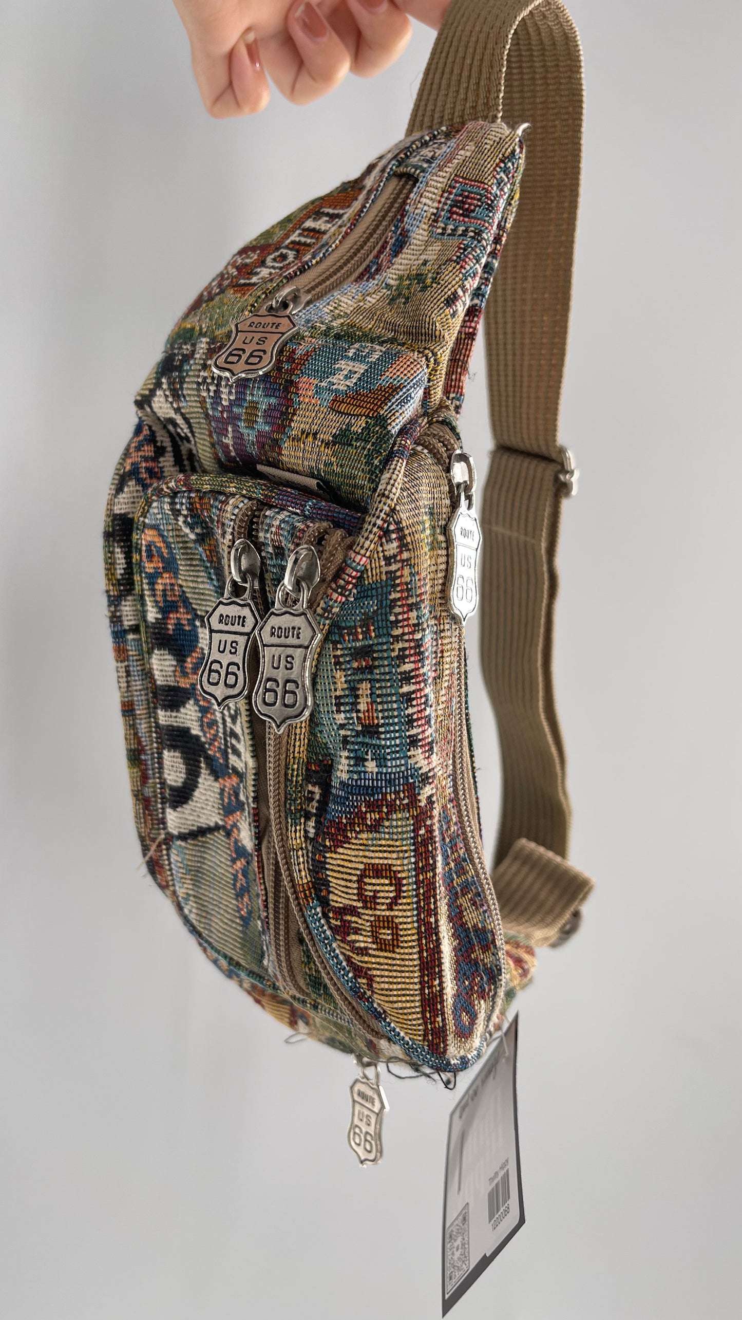 Route 66 Tapestry Fanny Pack with 6 Pockets