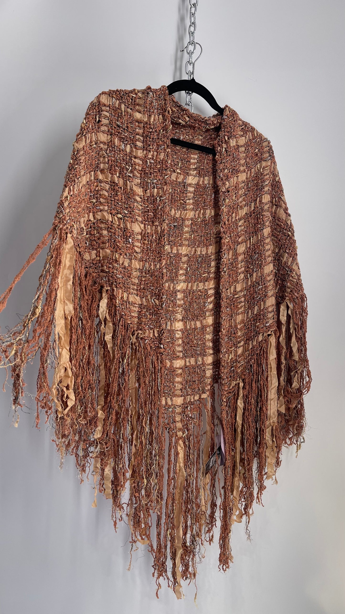 Vintage Fringed Scarf/Cape Benefits Hand Woven by Bob Gibson and Jon Fivecoat (One Size)