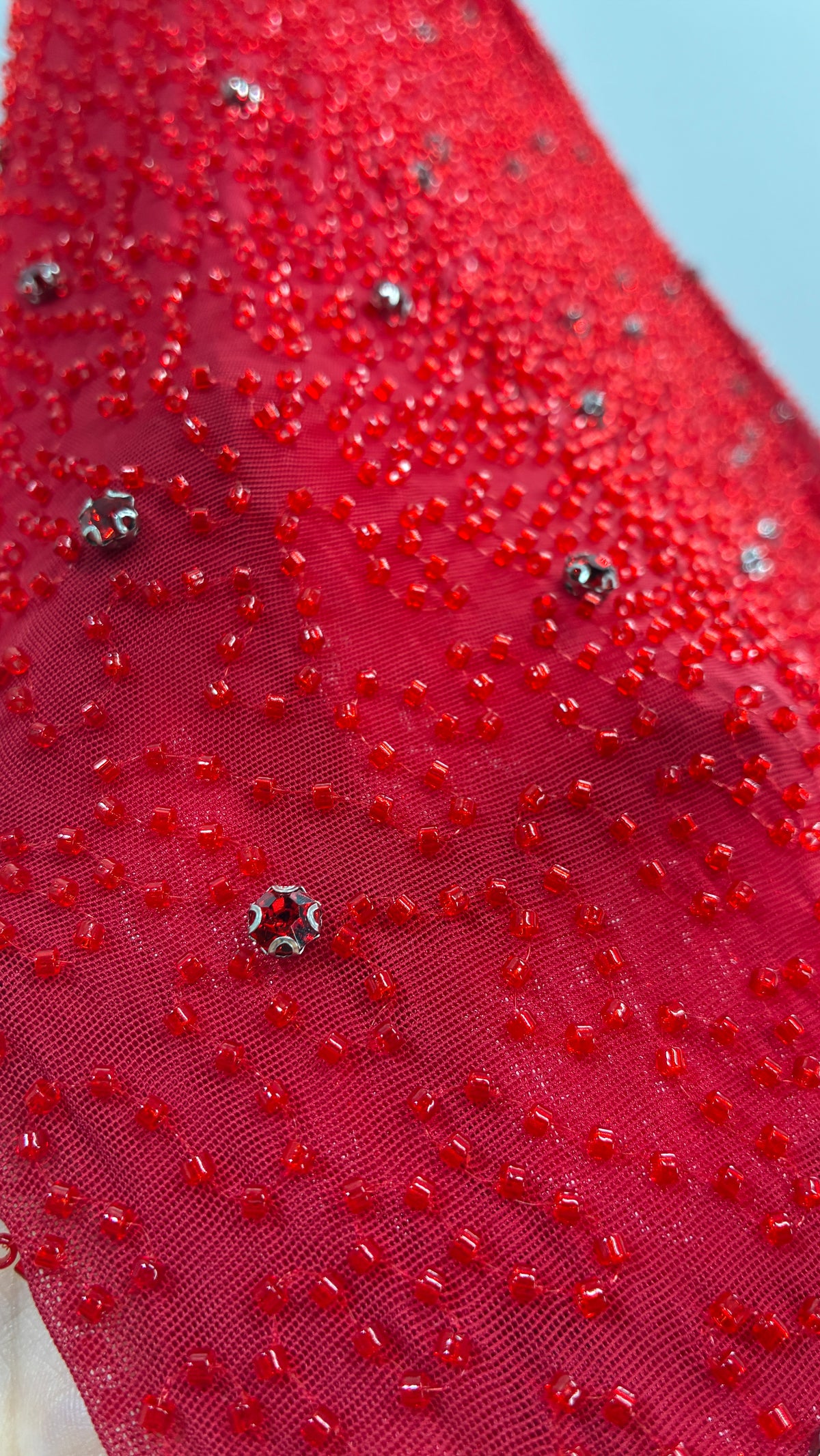 OH POLLY Red Beaded Gown with Ruffled Detailing NWOT (14)