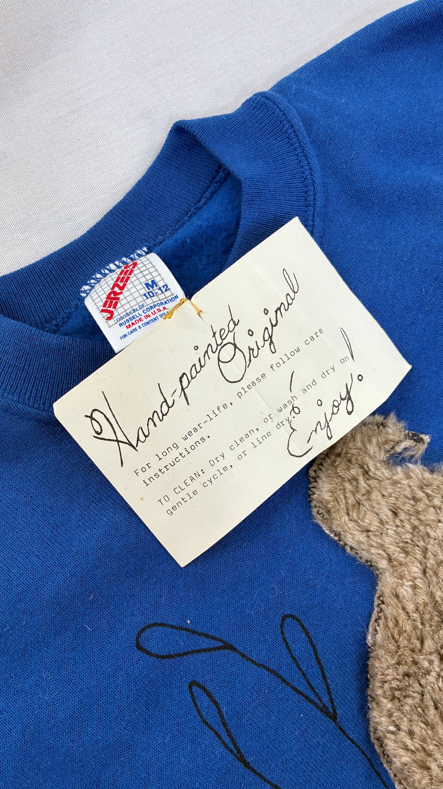 Deadstock Vintage RECREATION Hand Painted Kid’s Crewneck with Handwritten Tag (M 10/12)