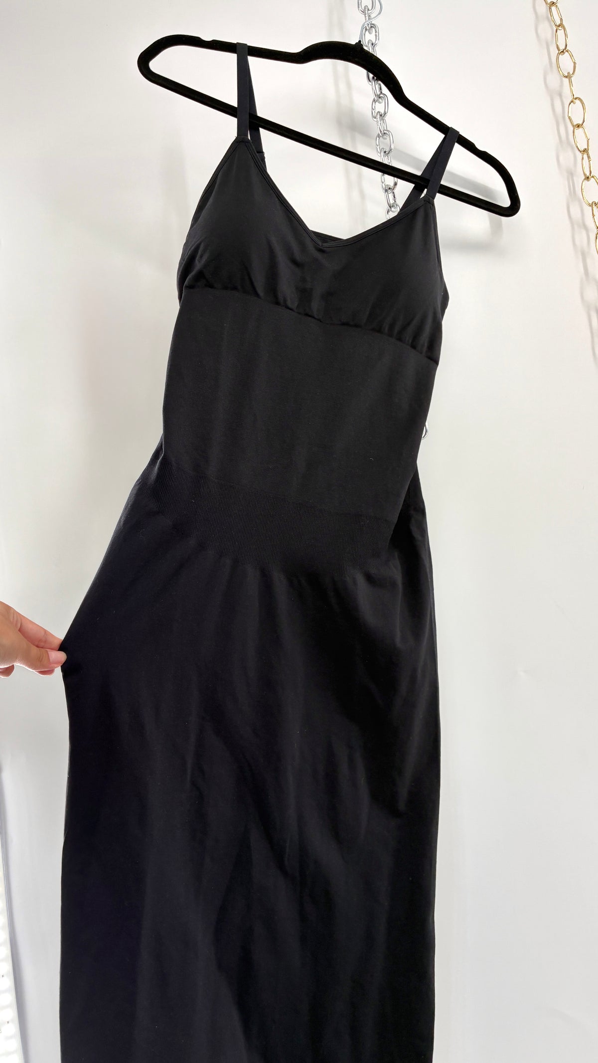 NWOT Black Spandex Thick Stretchy Midi Dress (M/L)