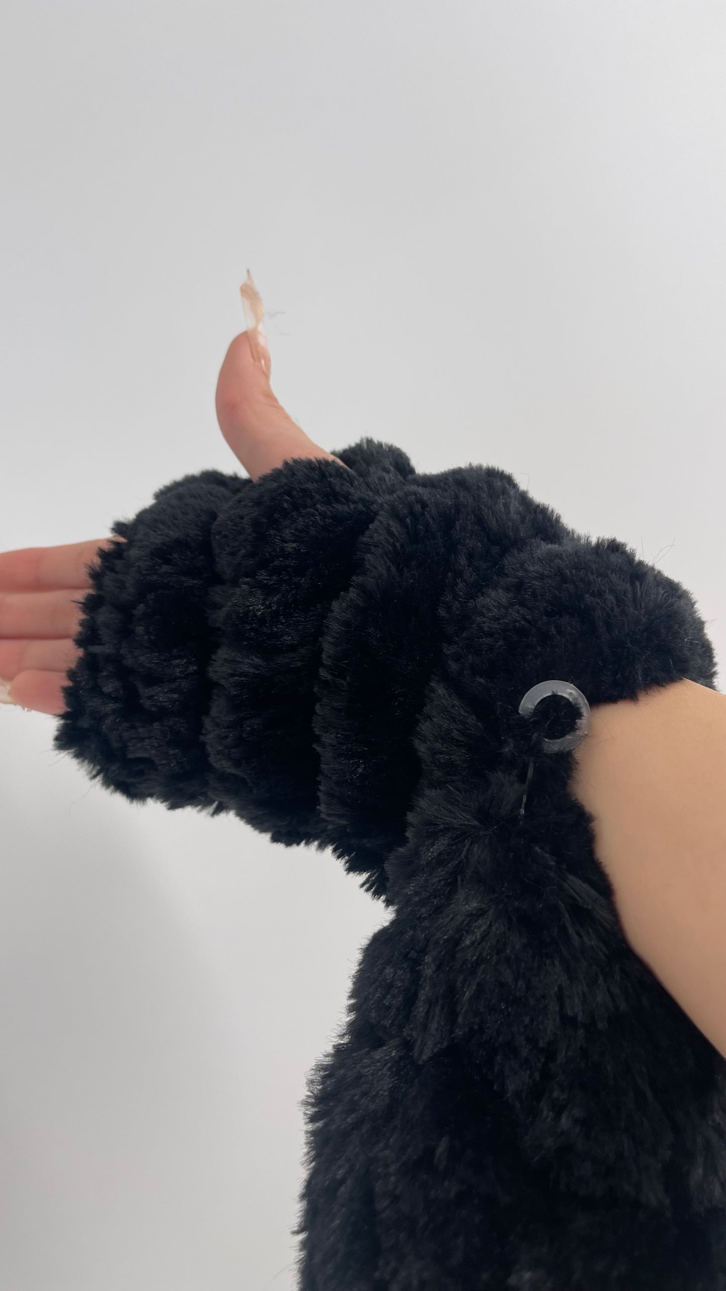 Free People Faux Fur Black Bubble Fingerless Gloves