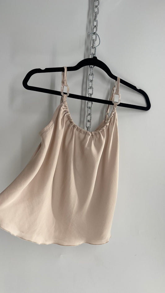 Intimately Free People Champagne Tone Slip Tank with Iridescent Loops (XS)