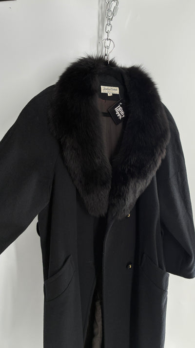 Jonathan Michael Black Full Coat with Genuine Fur Collar (C)(16)