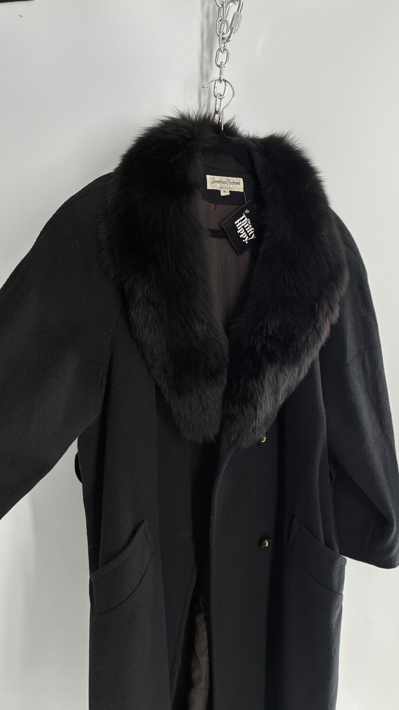 Jonathan Michael Black Full Coat with Genuine Fur Collar (C)(16)