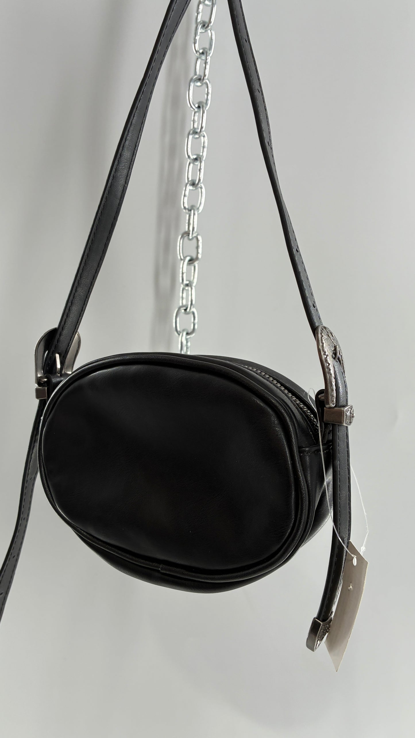 Urban Outfitters Black Vegan Leather Western Buckle Bag