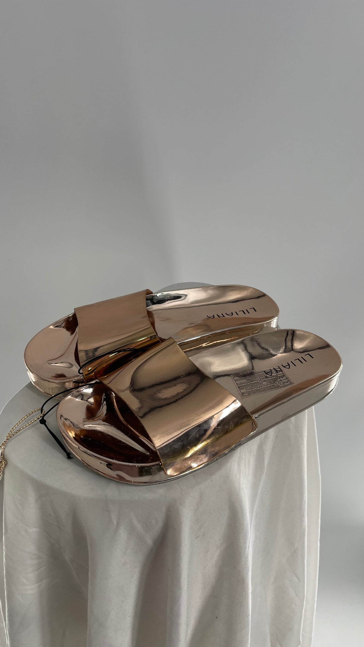 Liliana Copper/Rose Gold Metallic Slides (8)