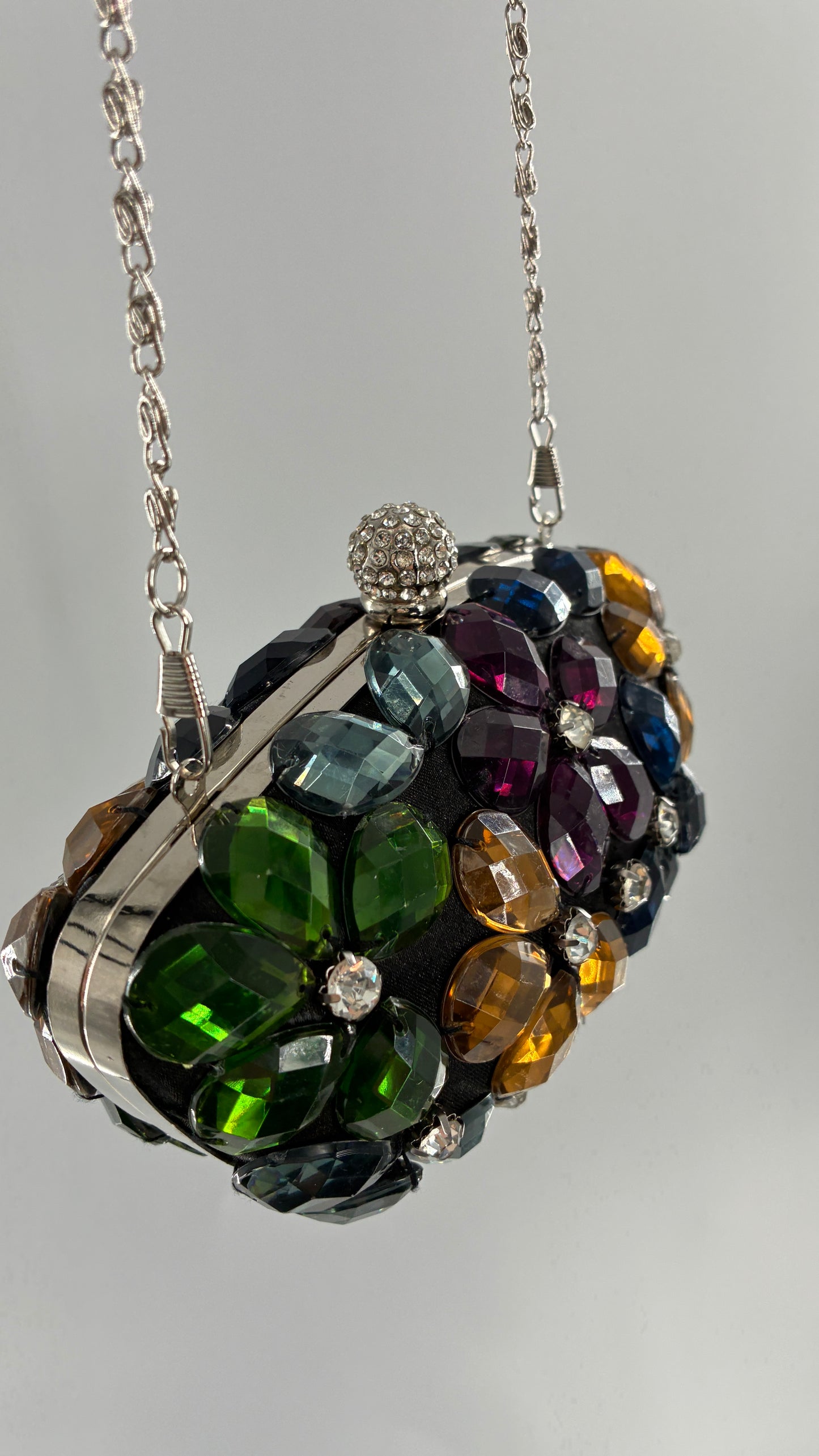 Vintage Black Clutch with Colorful Oversized Stones