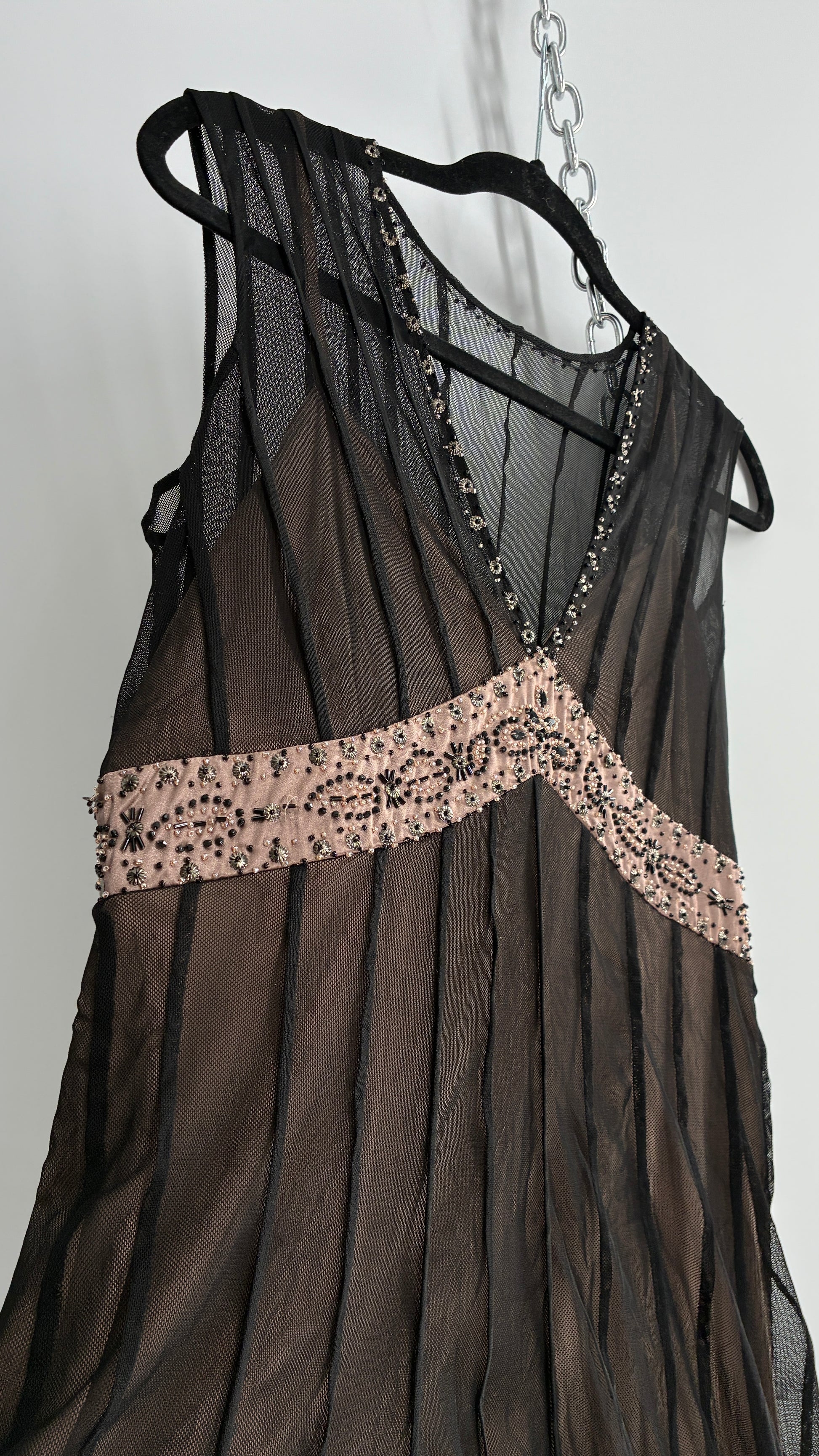 eci lace dress VINTAGE Y2K Eci Dress L Purple Mesh Lace Floral Sheer Whimsigoth Fairy Grunge