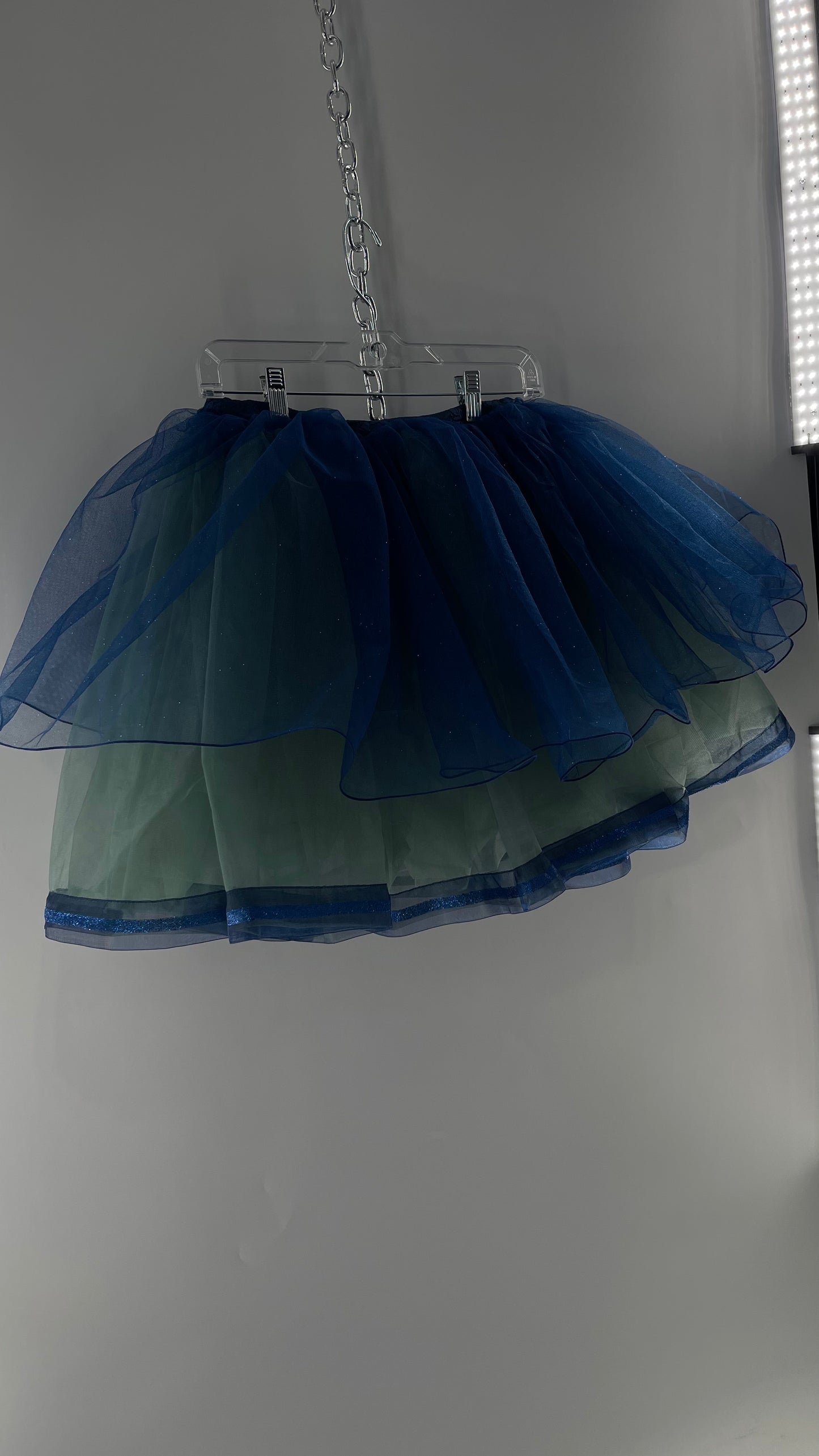 Midnight Muse Navy Blue Glitter Mesh Tutu Tulle Skirt (Medium)