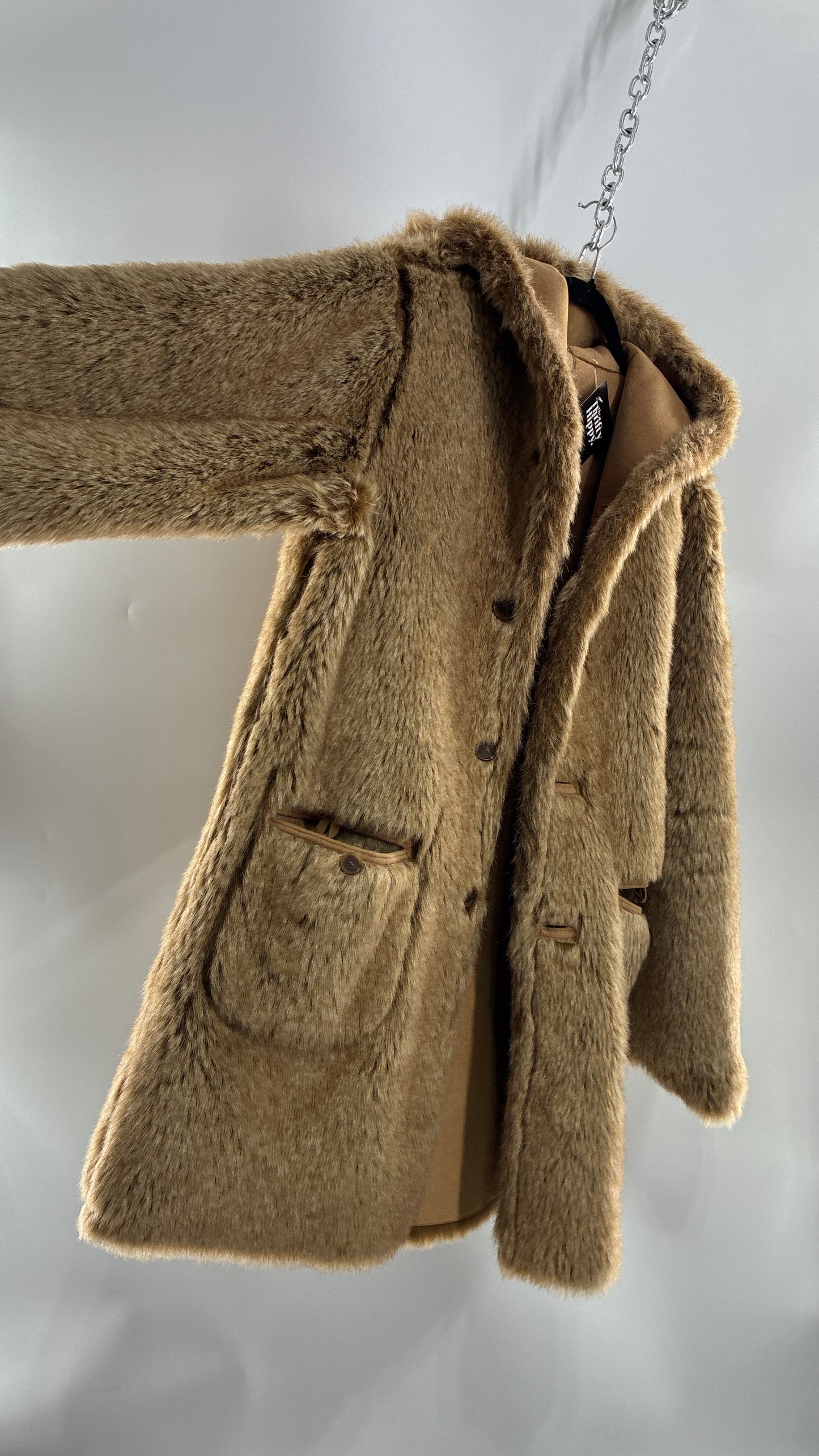 Vintage JONES NEW YORK Reversible Fur and Vegan Suede Coat (Small)