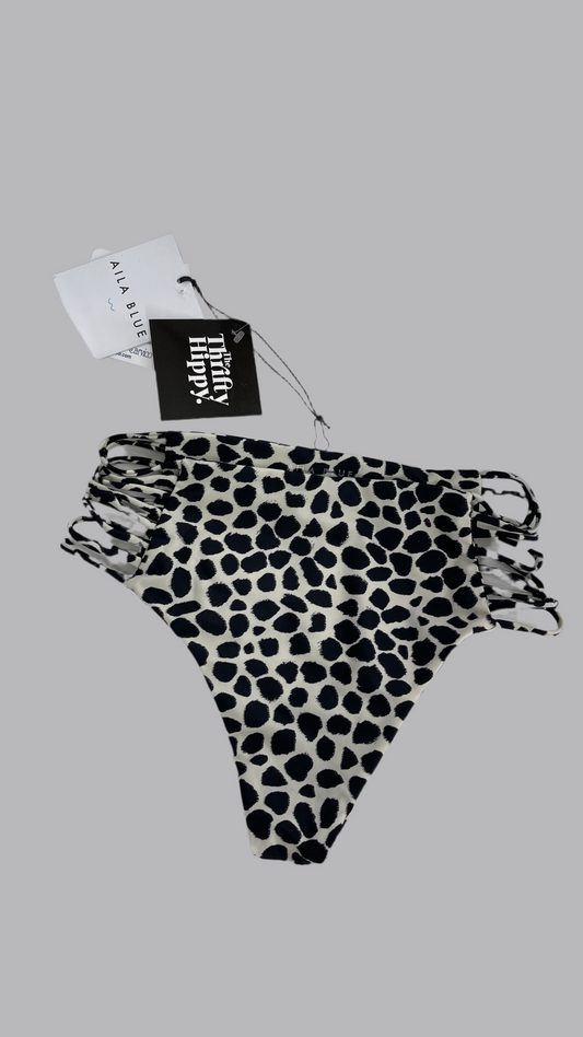 AILA BLUE Animal Print Cheeky Bottoms with Strappy Sides and Tags Attached (Small)