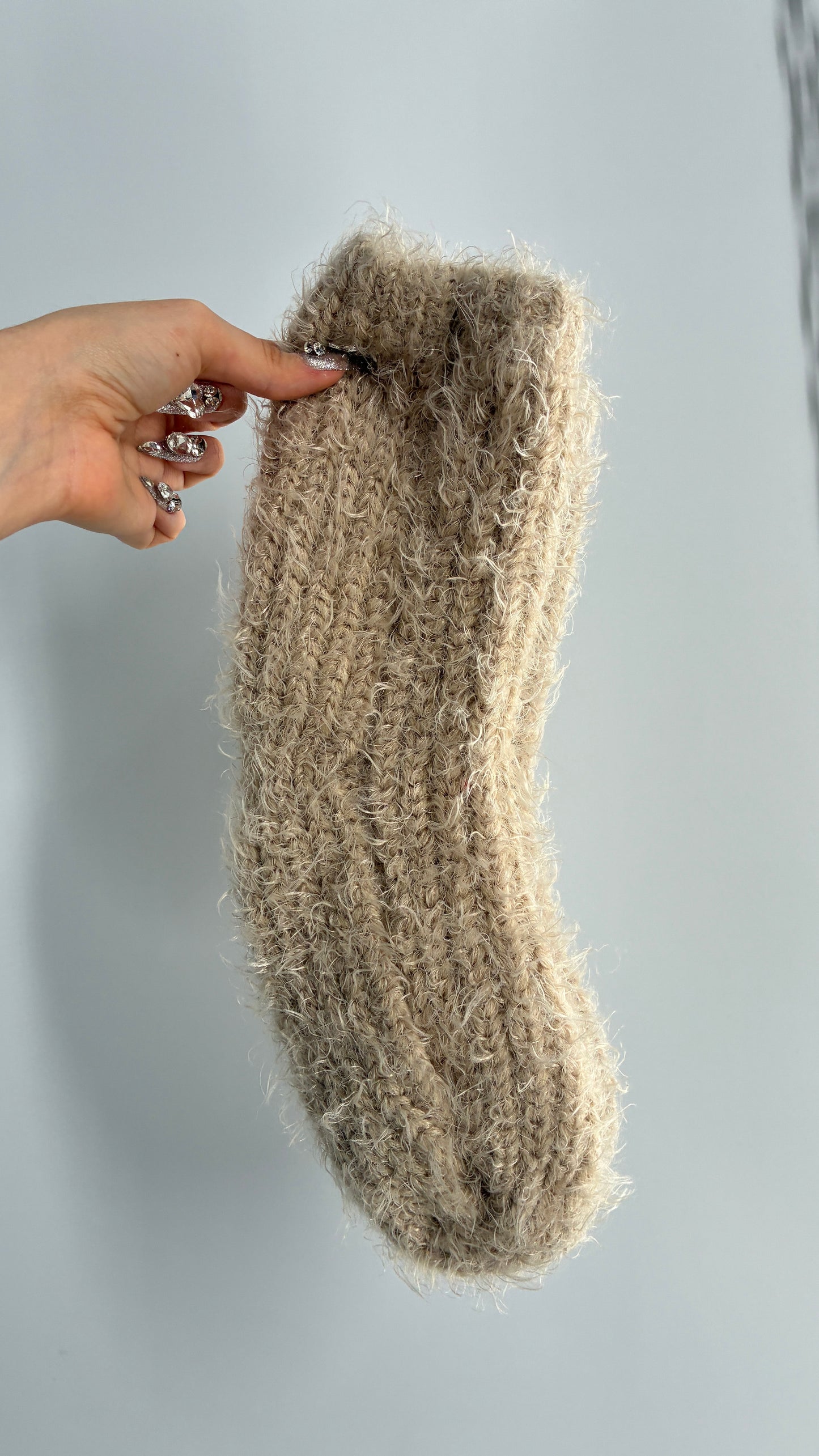 NWOT Free People Beige Ultra Thick Knit Fuzzy Socks