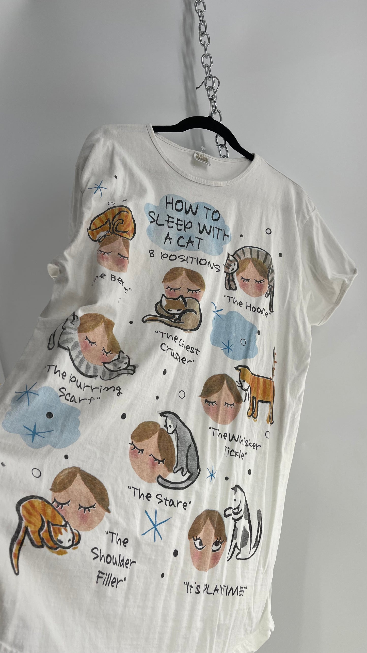 Vintage How to Sleep with a Cat Oversied T Shirt/Mini Dress (One Size)