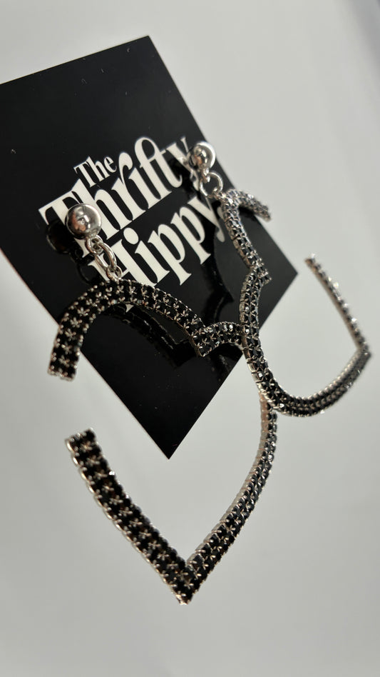 Free People Black Hoop Heart Earrings