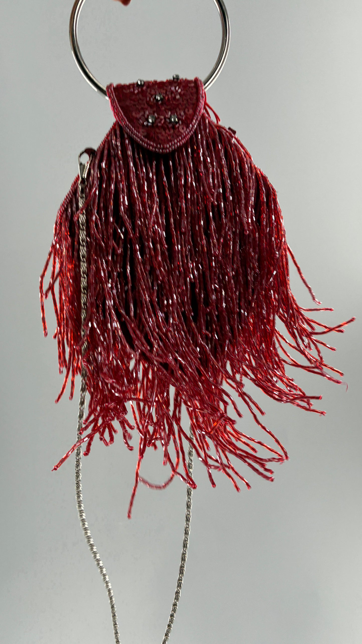 Deadstock Vintage COLLEEN LOPEZ Beaded Red Fringe Purse with Tags Attached