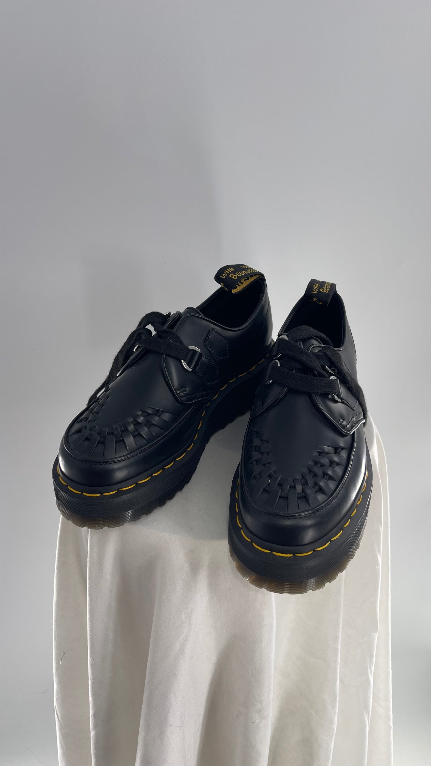 Dr.Martens NWOT Black Patent Leather Platform/Creeper Oxfords (8L 7M)