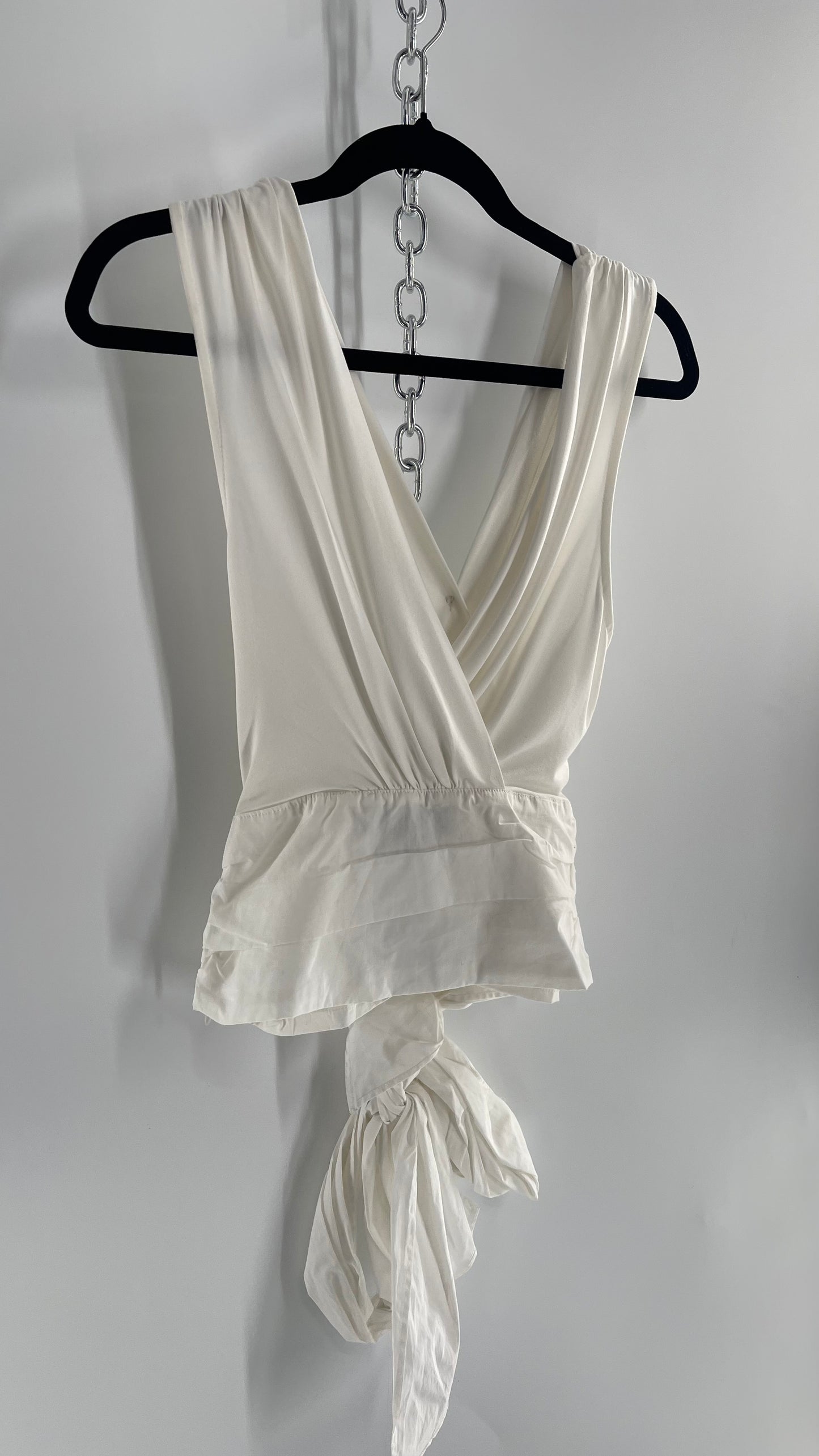 Sunday in Brooklyn Anthropologie White Wrap Around Tie Up Tank (Medium)