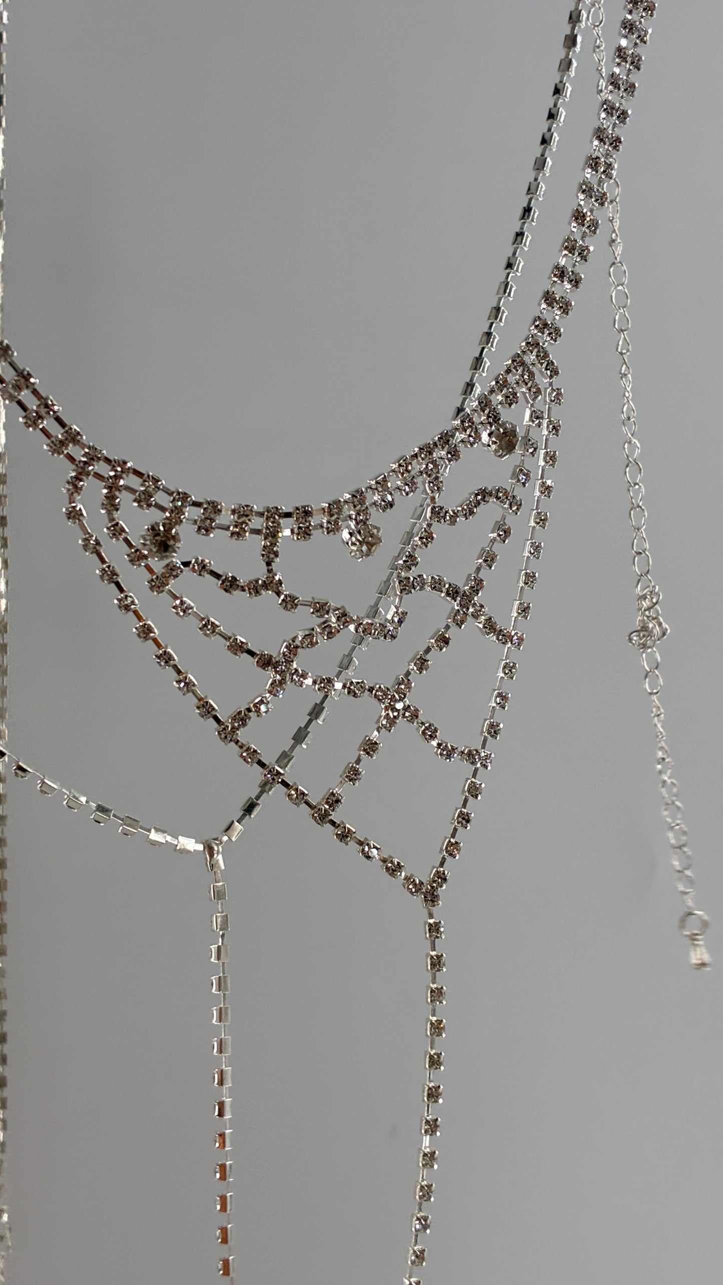 Silver Rhinestone Encrusted Bra, Panty, and Choker Set (One Size)