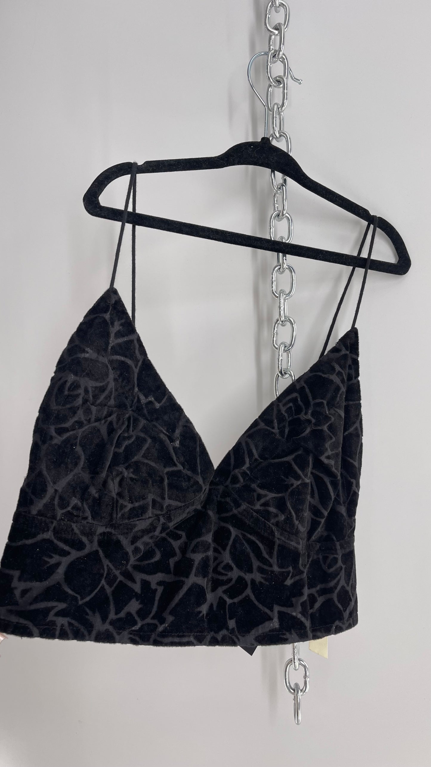 Free People Velvet Giraffe Texture Print Bralette Black (XS)