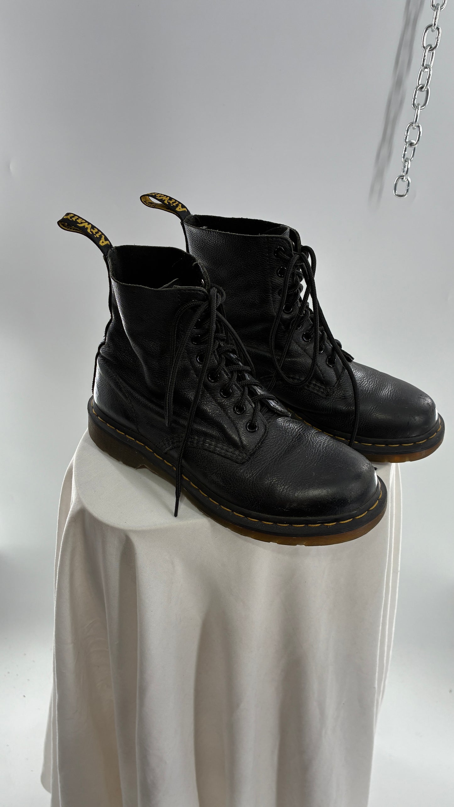 Vintage Dr. Martens 1460 Pascal Virginia Soft Leather Black Boots (8L)