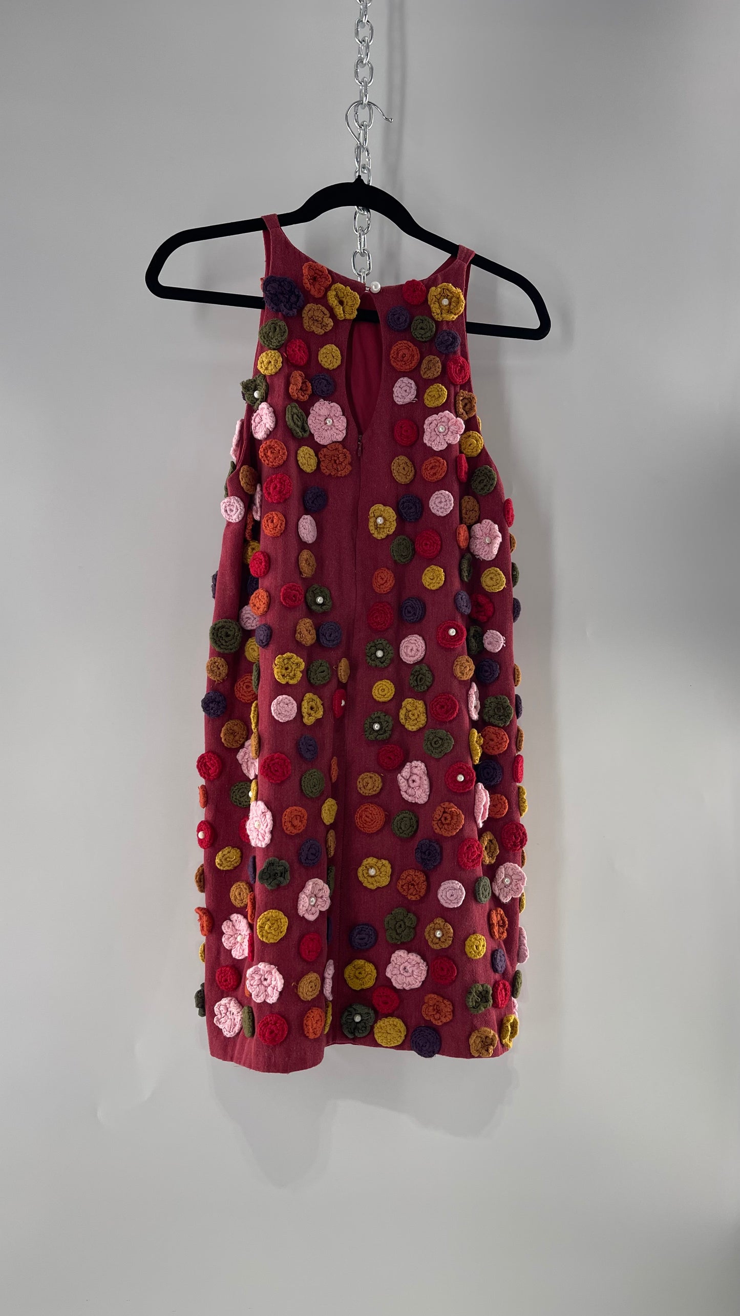 GUILD KALLOS Crochet Flower Appliqué Shift Dress (6)