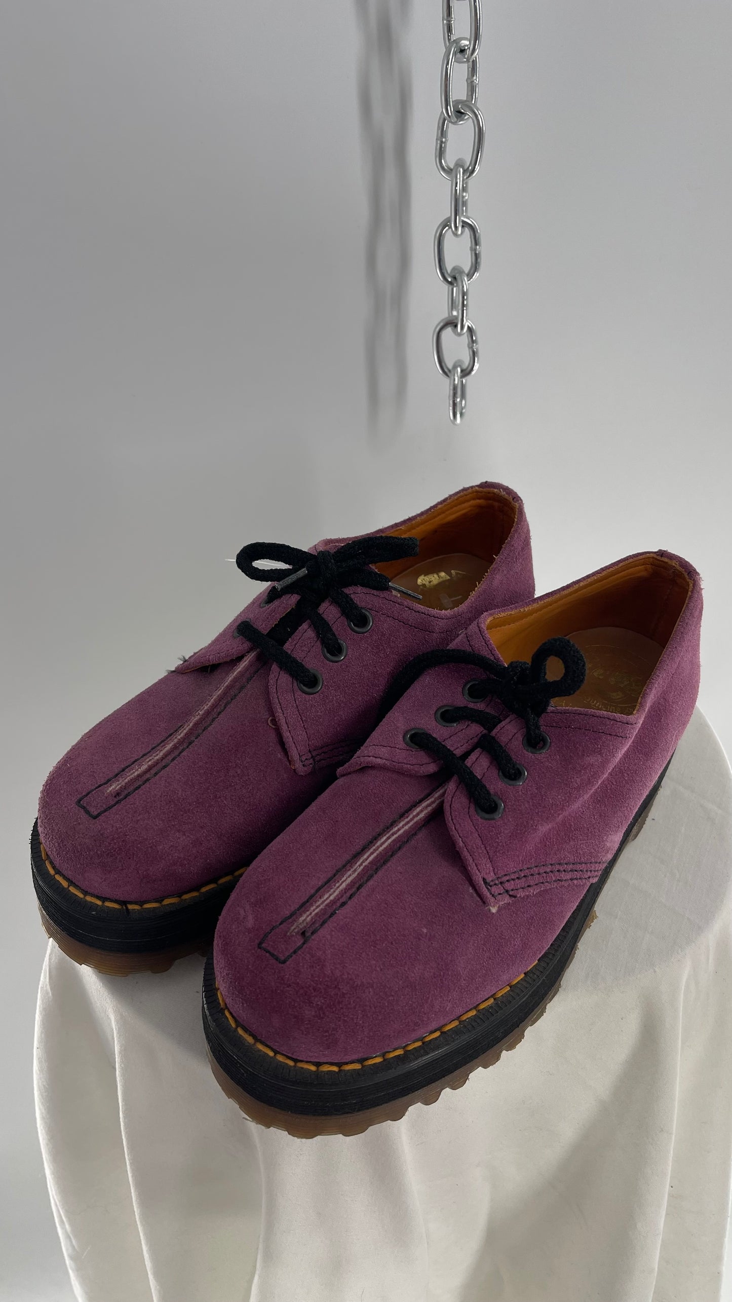 SUPER RARE Vintage Dr. Martens Platform Purple/Mauve Suede Leather Oxfords (3)