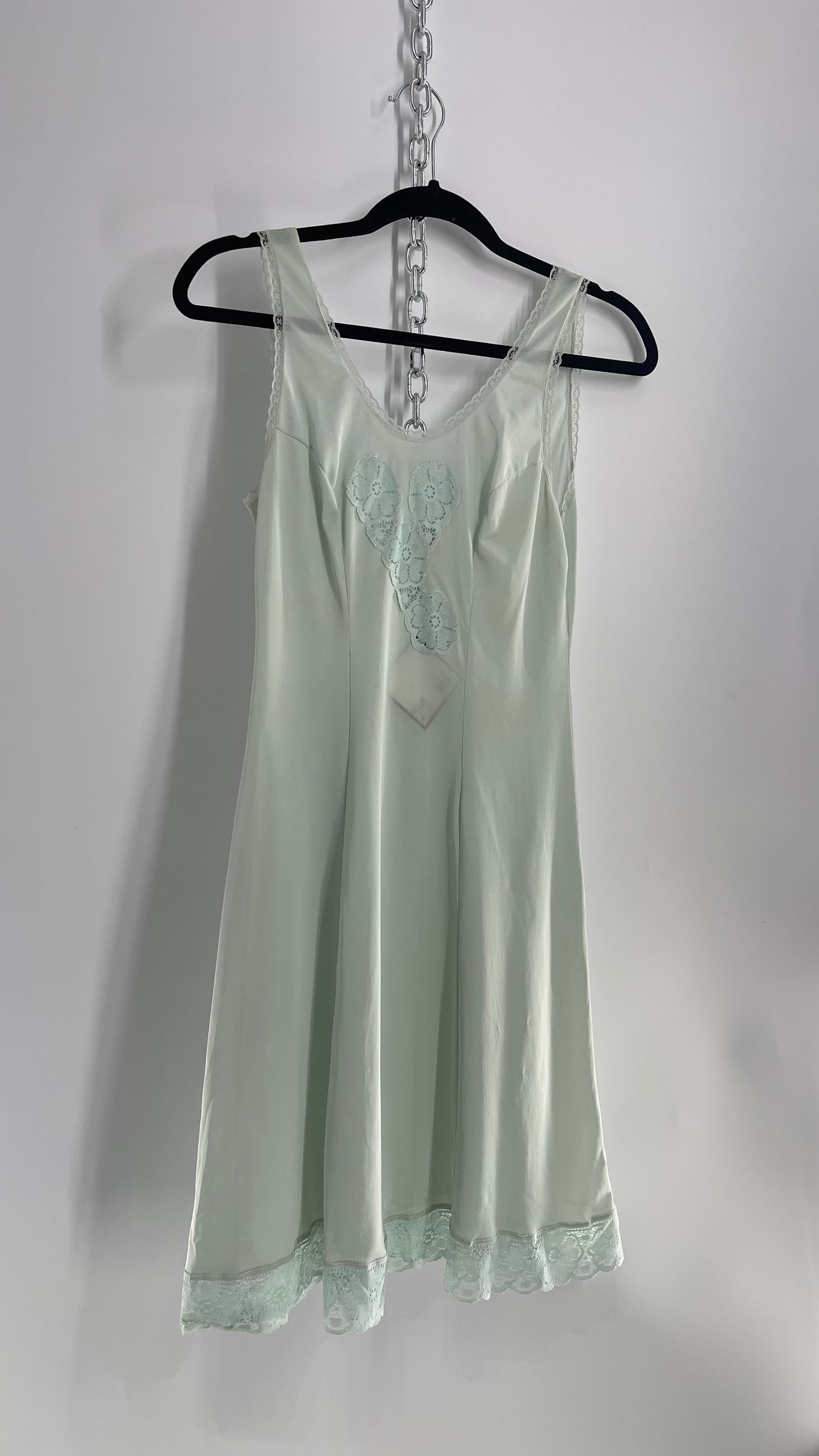 Vintage Baby Blue Nightgown with Lace (Small)