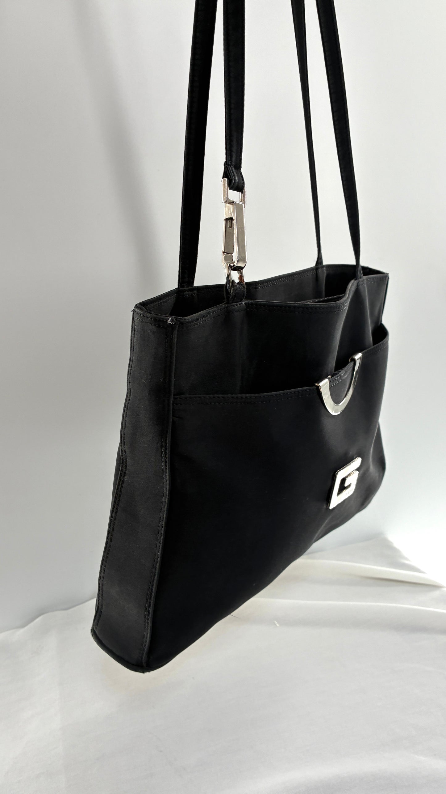 Vintage GUCCI Inauthentic Black Shoulder Bag with Silver Metal Hardware