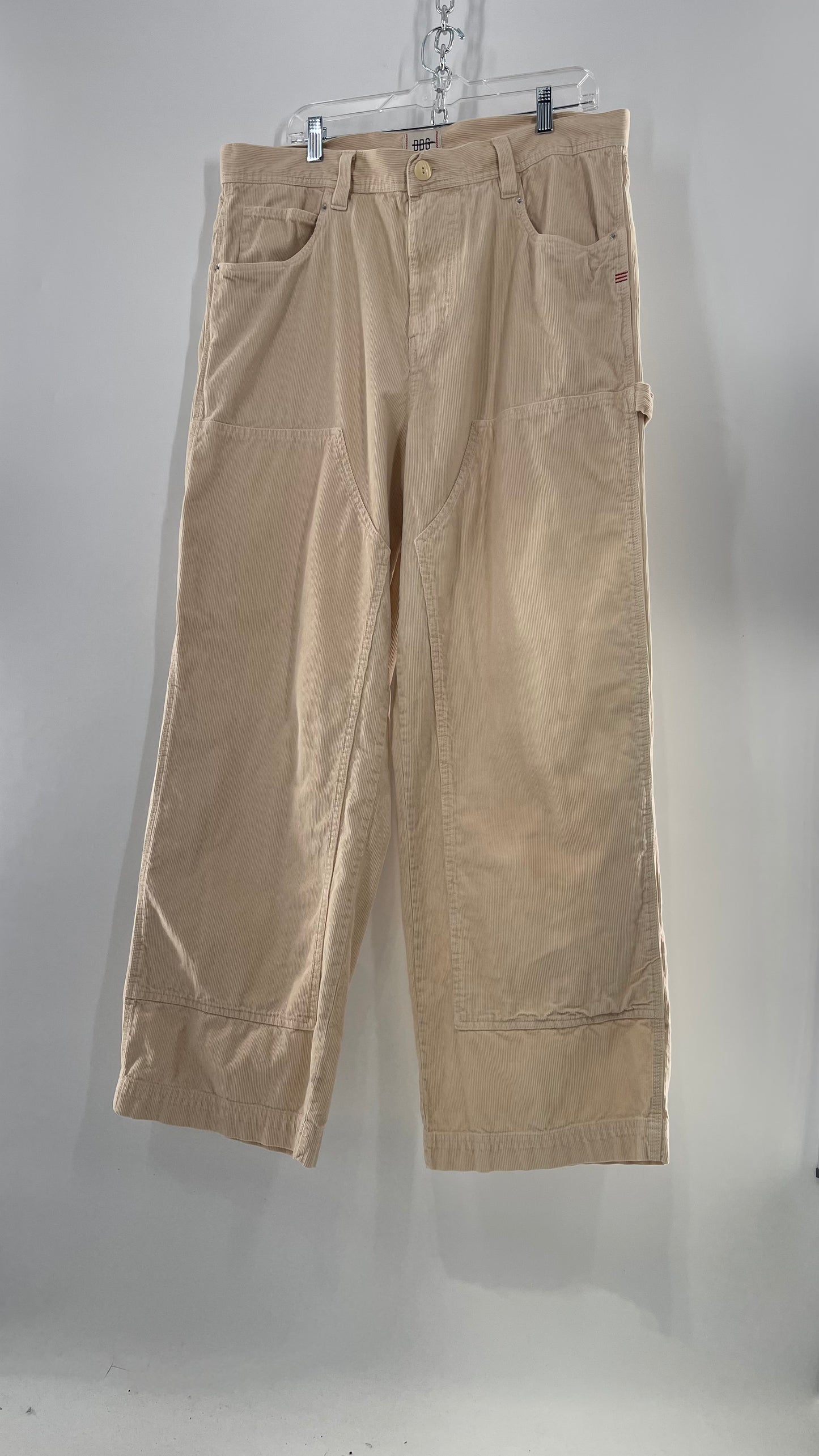 Urban Outfitters BDG Beige Corduroy Cargos with Leg Patches (36)