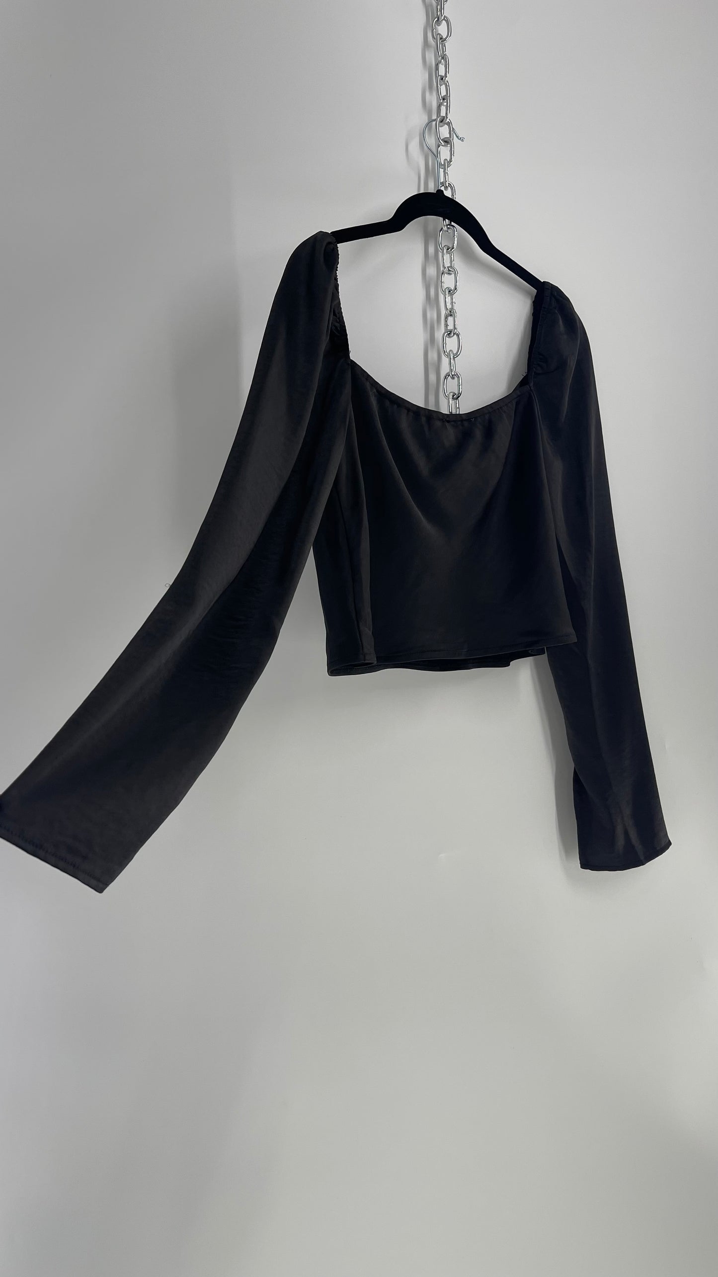 Princess Polly Black Satin Drape Front Long Sleeve (8)